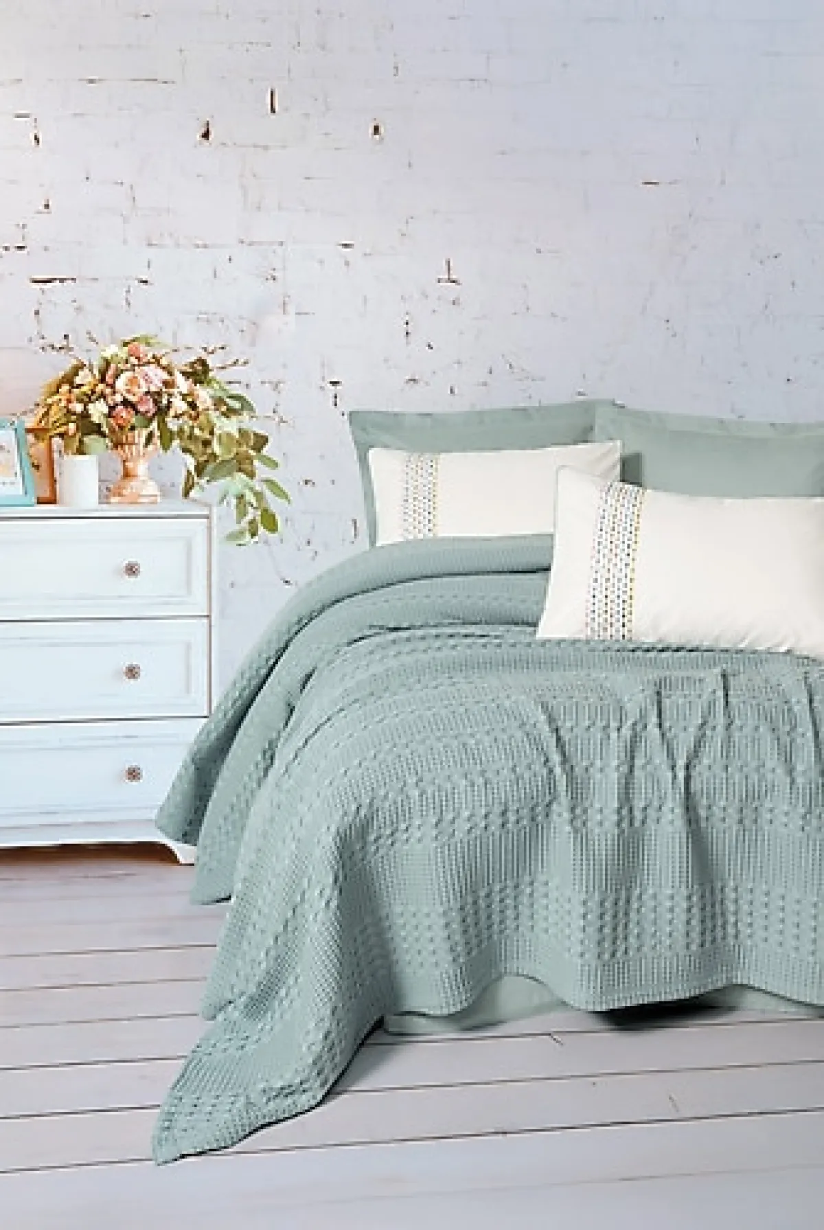 Cotton Box Aura Pebble Mint Çift Kişilik Pike Takımı