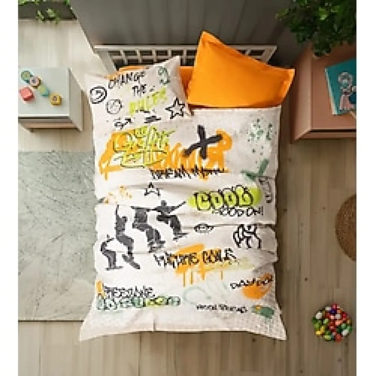 Cotton Box Genç Complete Set Tek Kişilik Graffiti Oranj