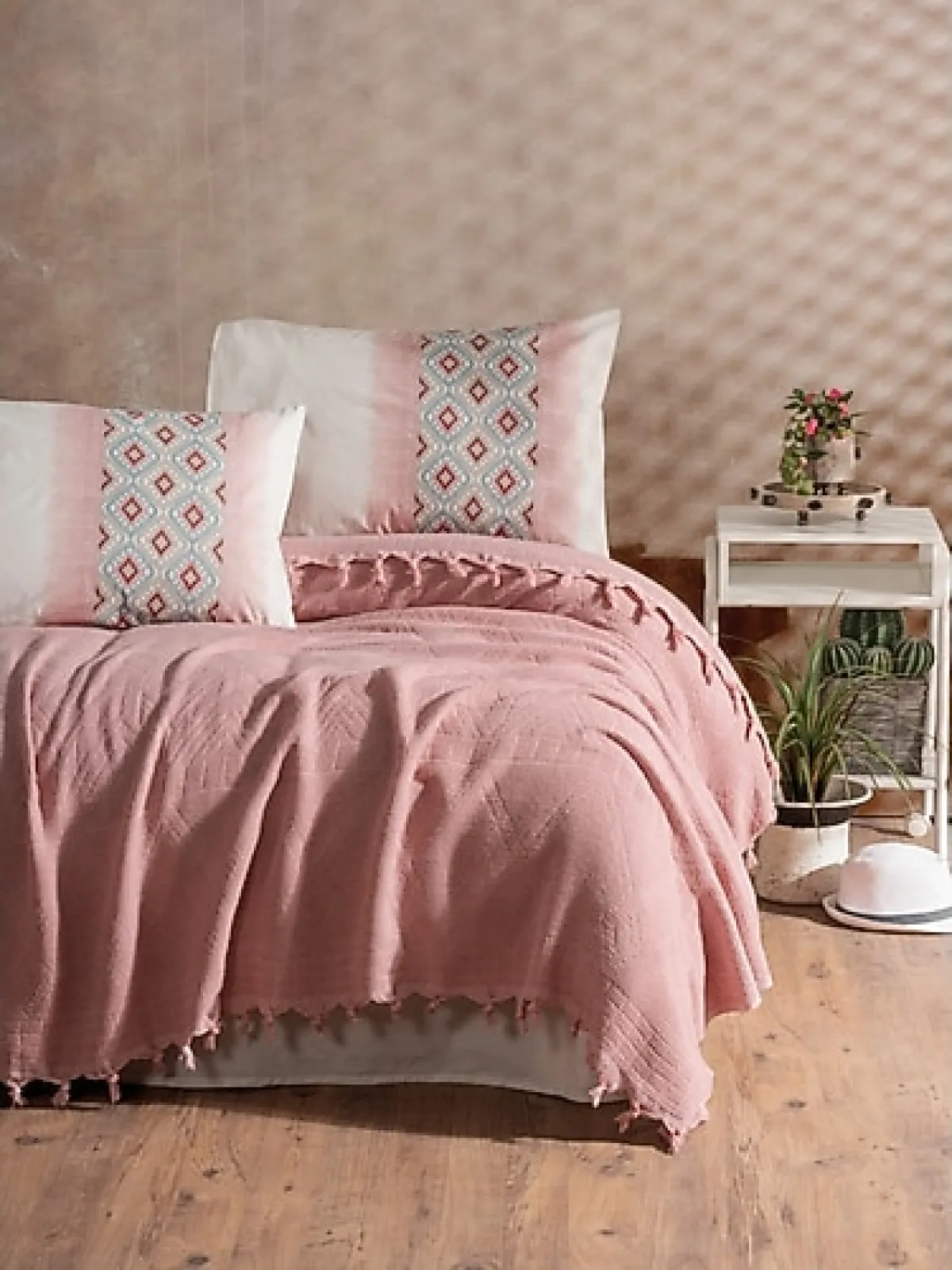 Cotton Box Papina Pudra Jakarlı Çift Kişilik Pike Takımı