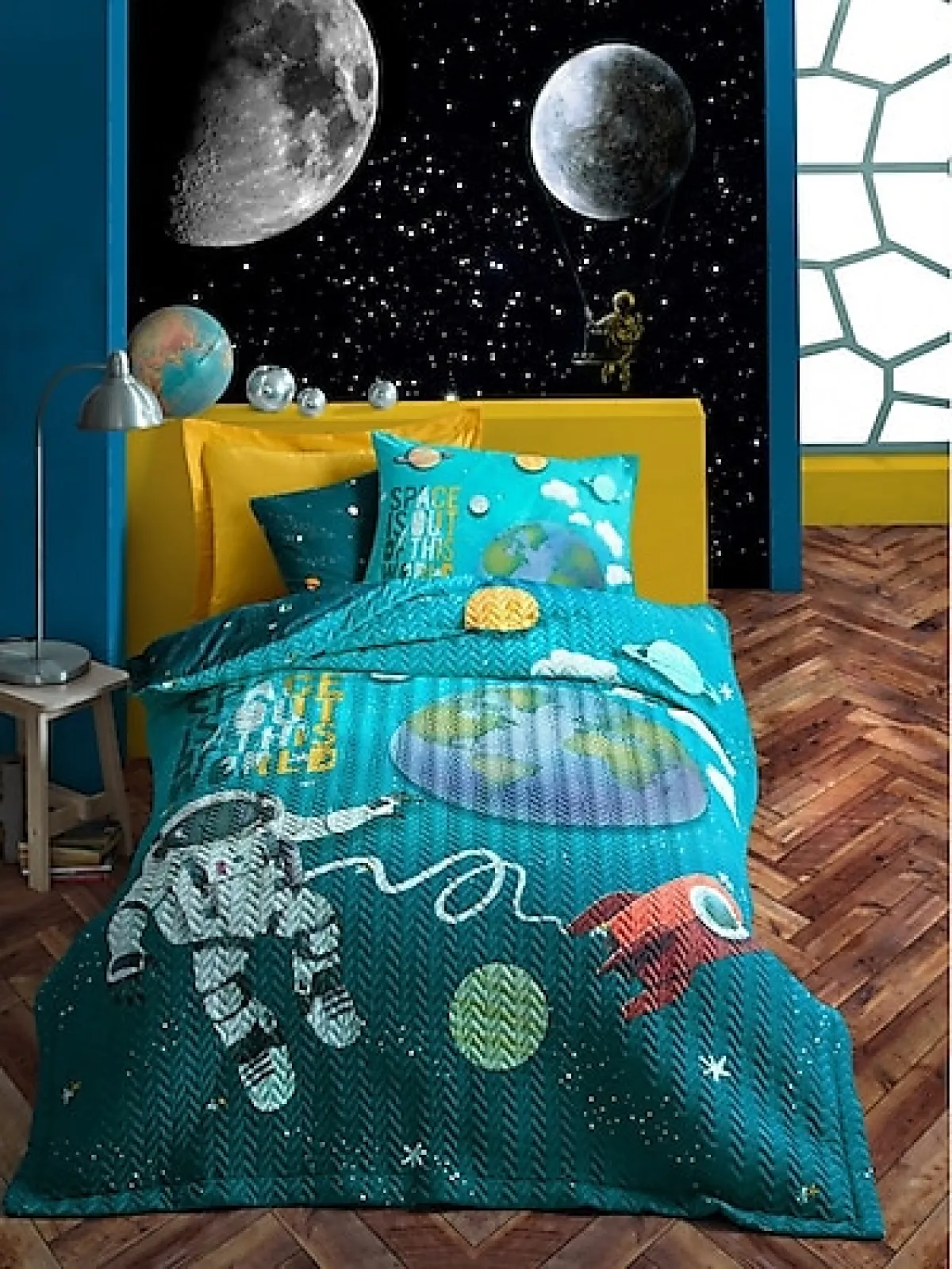 Cotton Box Tek Kişilik Complete Set Little Astronaut Turkuaz