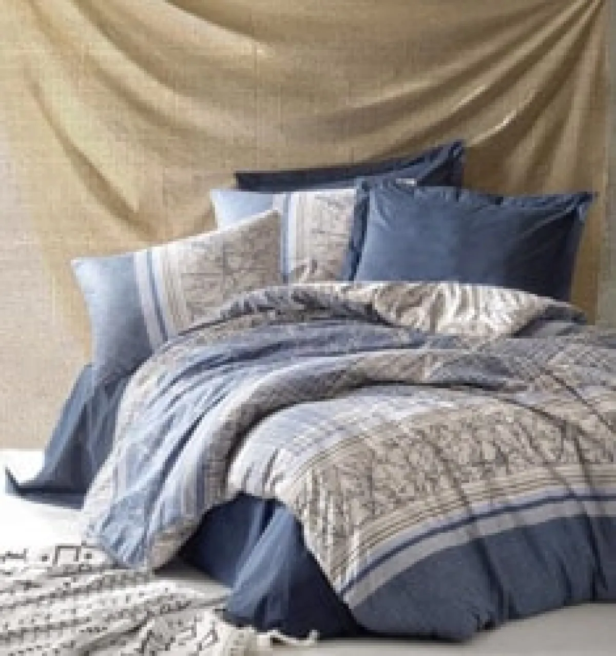 Cotton Box Toprak Serra Lacivert Çift Kişilik Nevresim Takımı