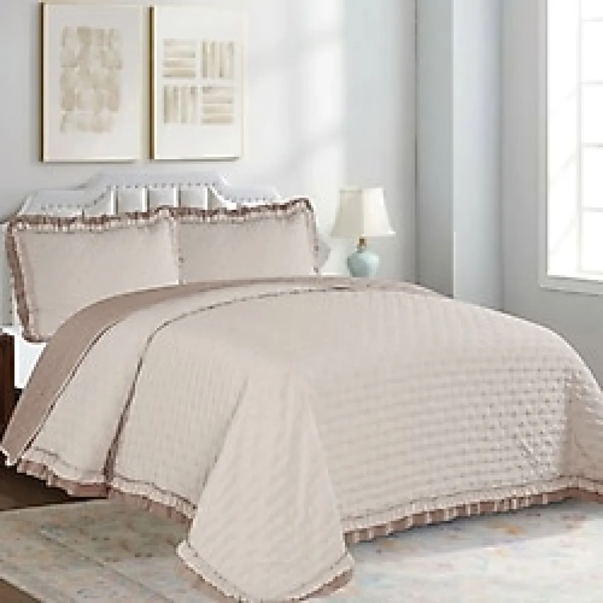 Dainty Home Lara Çift Kişilik Bej Yatak Örtüsü