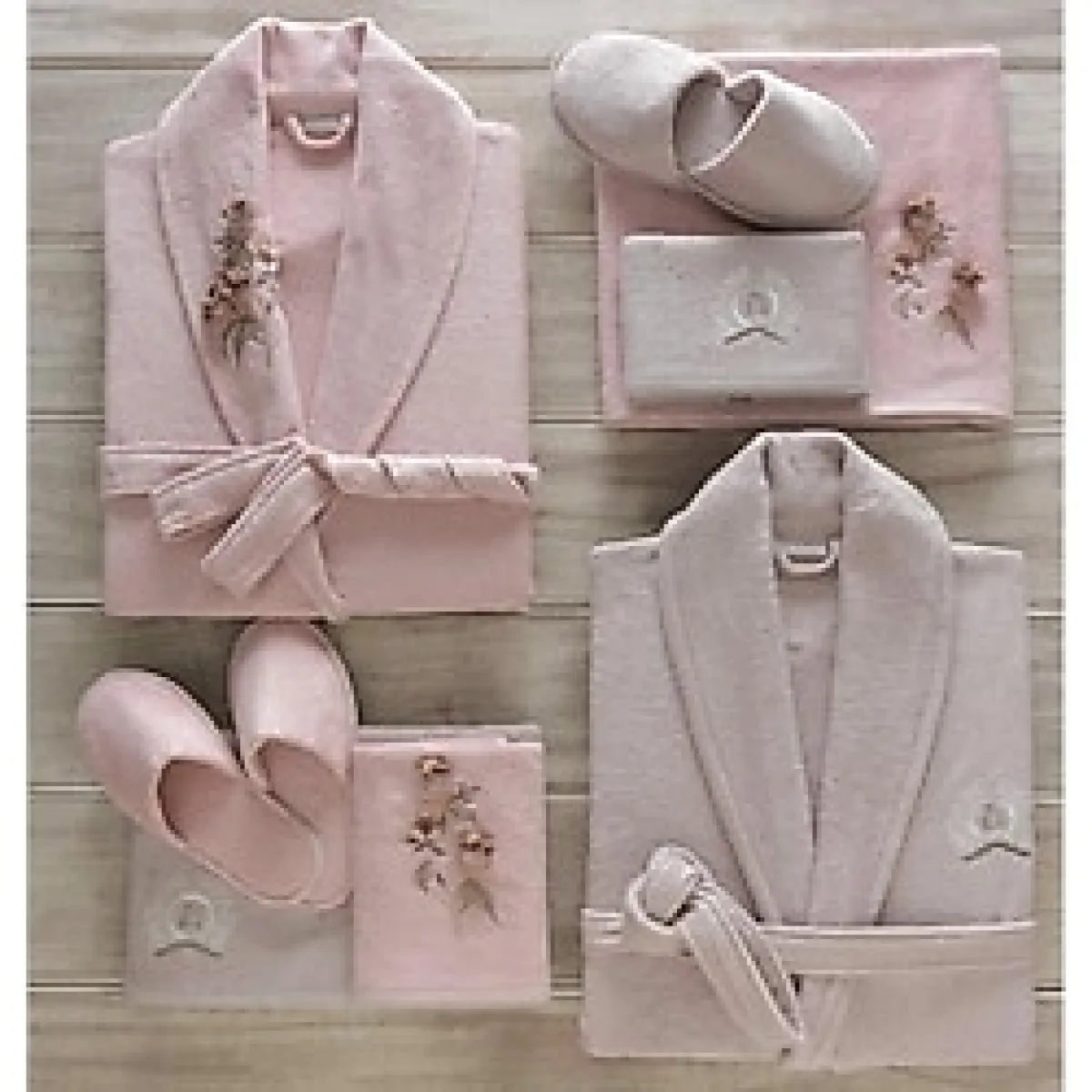 Dantela Anetta 3D Bamboo Bornoz Seti Pudra Taş