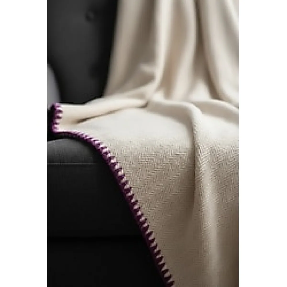 Defne Apollon İpekçilik Barış Ipeği - Yün - Pamuk Karışımlı El Dokuması Tek Kişilik Battaniye - Tığ Işlemeli Mor 140 x 180 cm