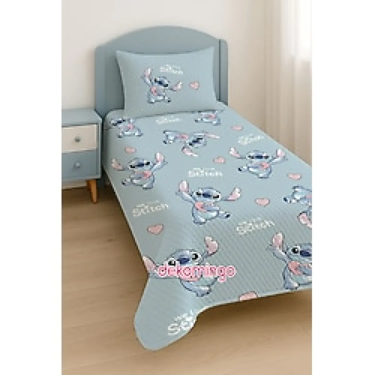 dekomingo Su Yeşili Stc Karakter Çocuk Kapitone Pike Takımı 155x220 cm Tek Kişilik