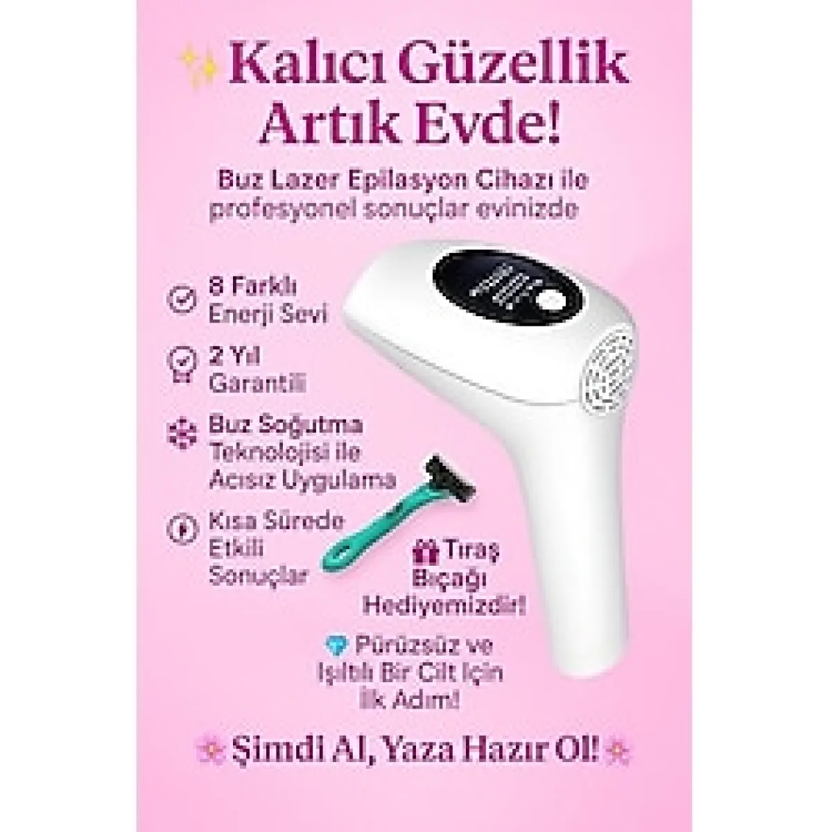 Delixa Acısız Ipl Buz Lazer Epilasyon Cihazı 999.999 Flaş Atım Tüm Vücut - Yüz