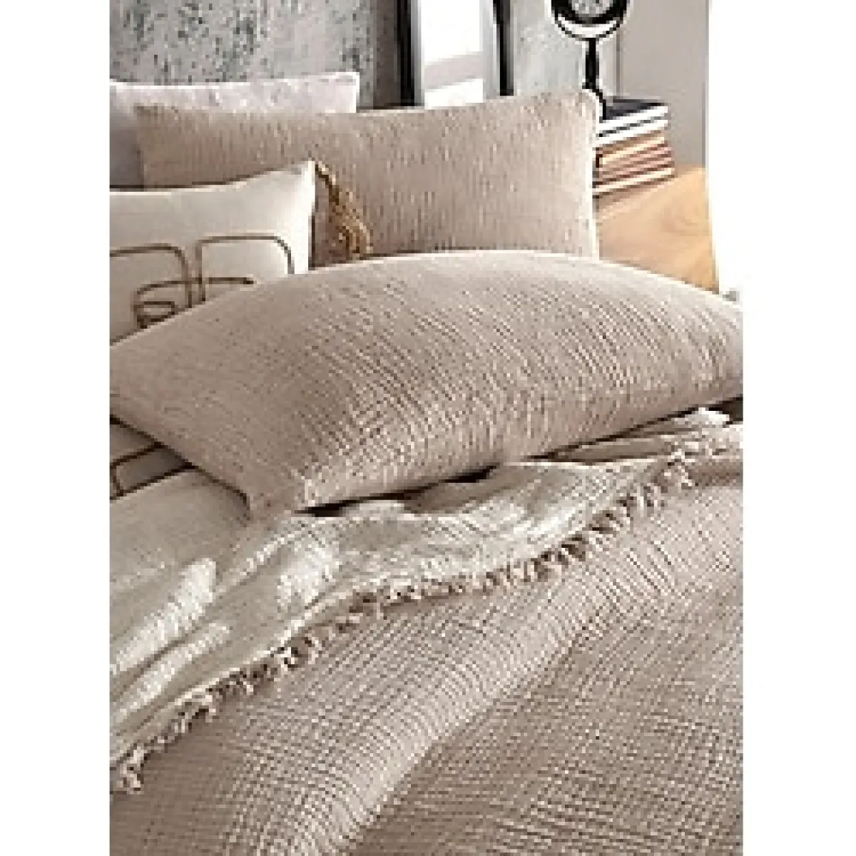 Destiny Hometex 4 Katlı Multi Muslin Pamuk Battal Boy Yatak Örtüsü 240x260 Cm Battal Boy - 240 x 260 cm - Vizon