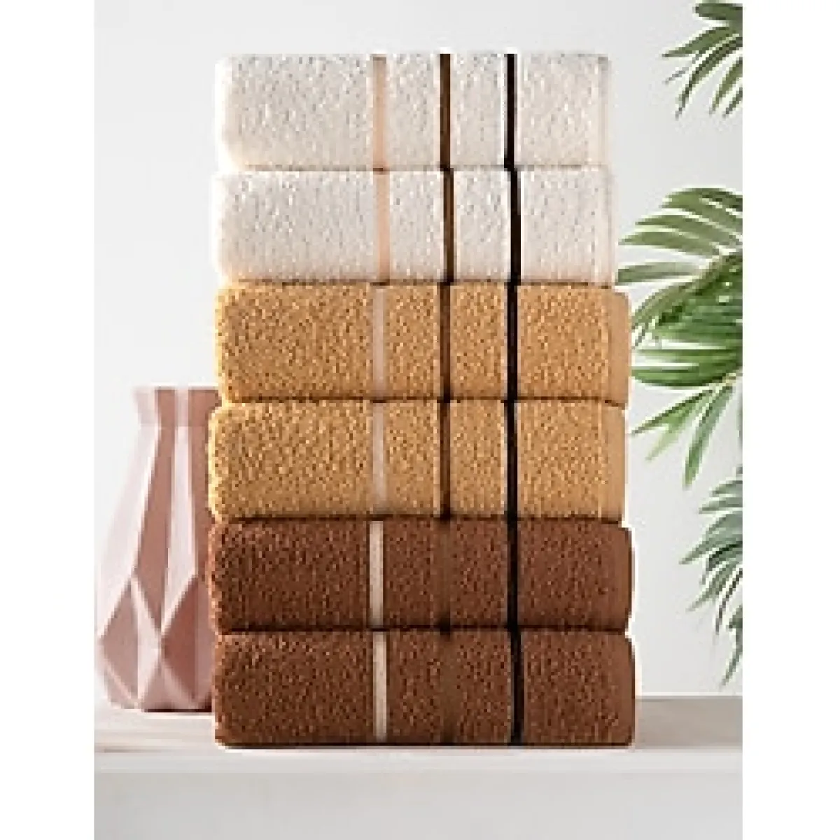DNZGÜLCAN Mira 6'lı %100 Pamuk Havlu Seti Beden ve Banyo Havlusu 50x90 cm