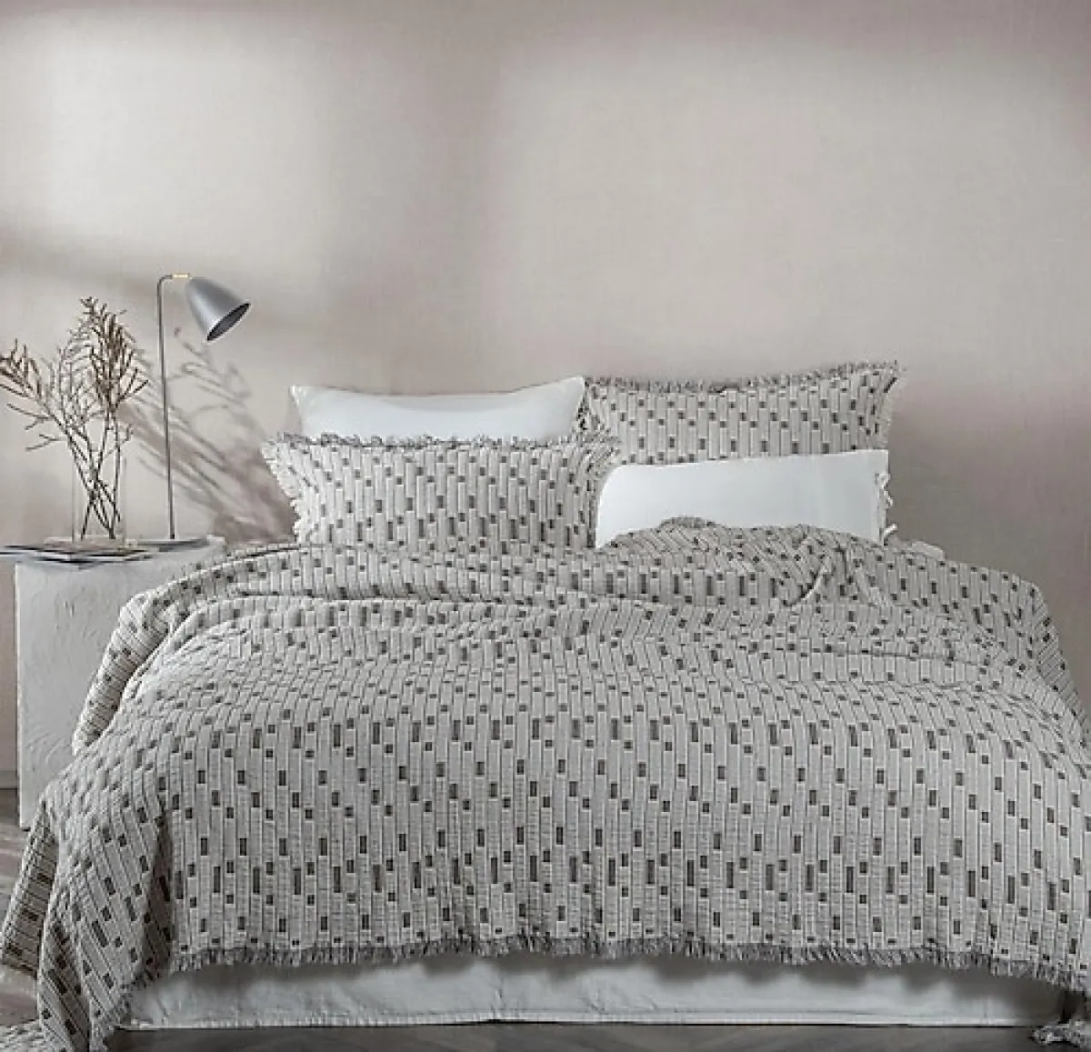 Ecocotton Merisa Gri Müslin Çift Kişilik Pike Takımı