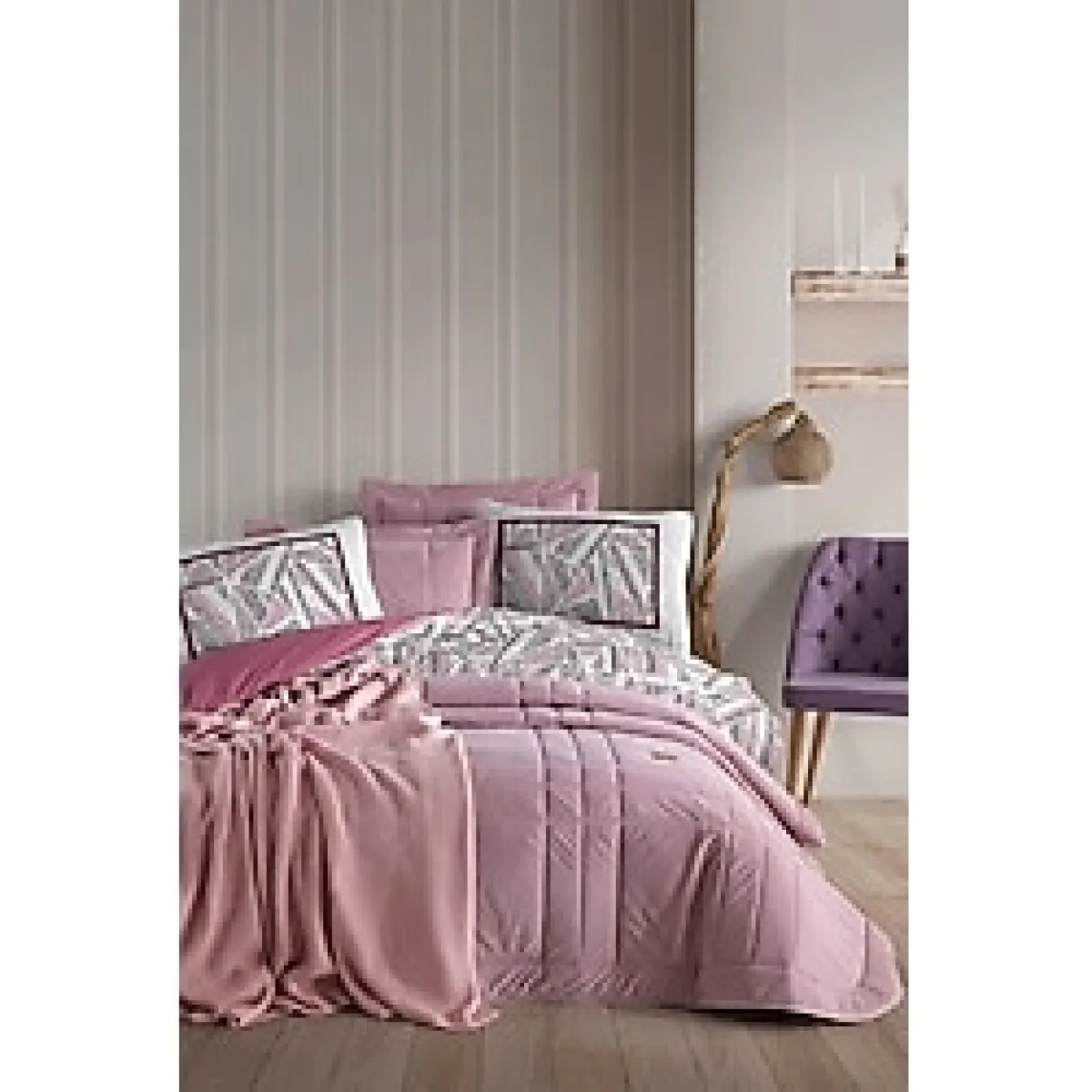 Elart Çeyiz Paketi 8 Parça (yatak örtüsü+nevresim takımı) Emily Antrasit