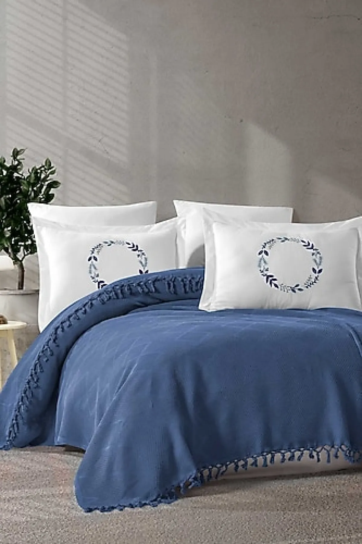 Elart Oven Çift Kişilik 6 Parça Pike Seti Mavi