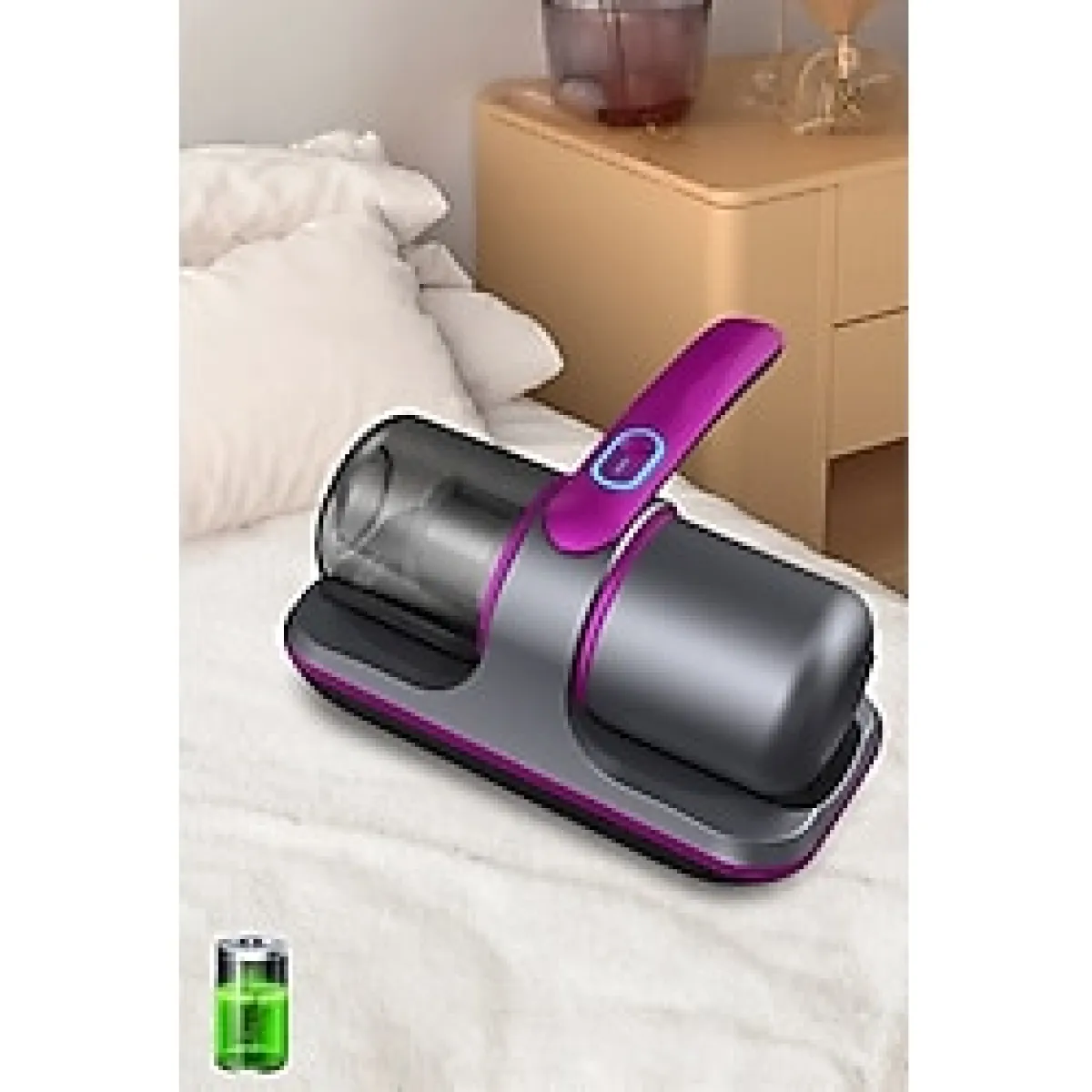 Ensiga El Süpürgesi Kablosuz Şarjlı Yatak Kanepe Halı Toz Tüy Uv Işınlı Vakum Temizleme Toz Giderme - Siyah