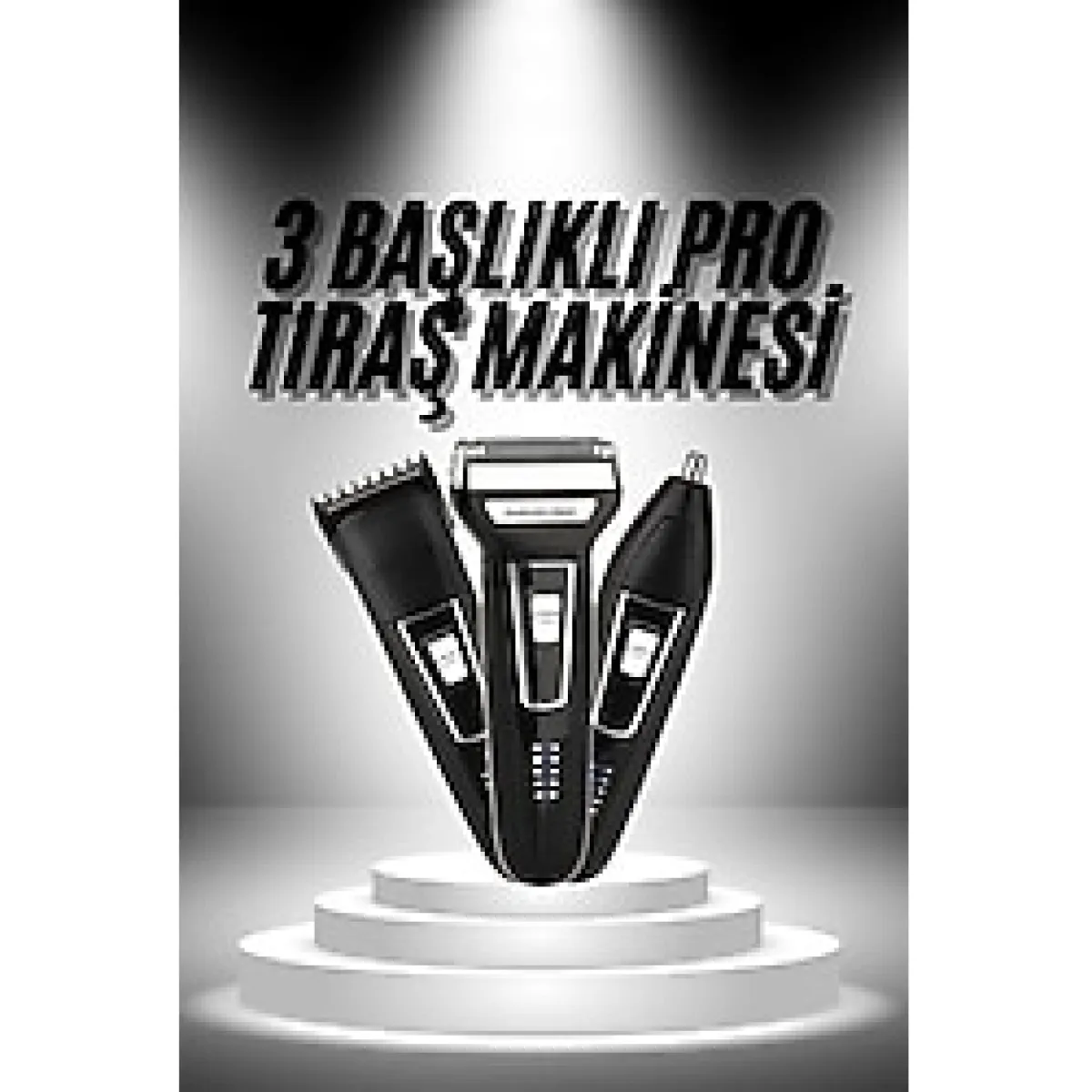 Epilons 3'lü Set Saç Sakal Kesme Traş Makinesi Burun Kılı Alma Tıraş Makinesi