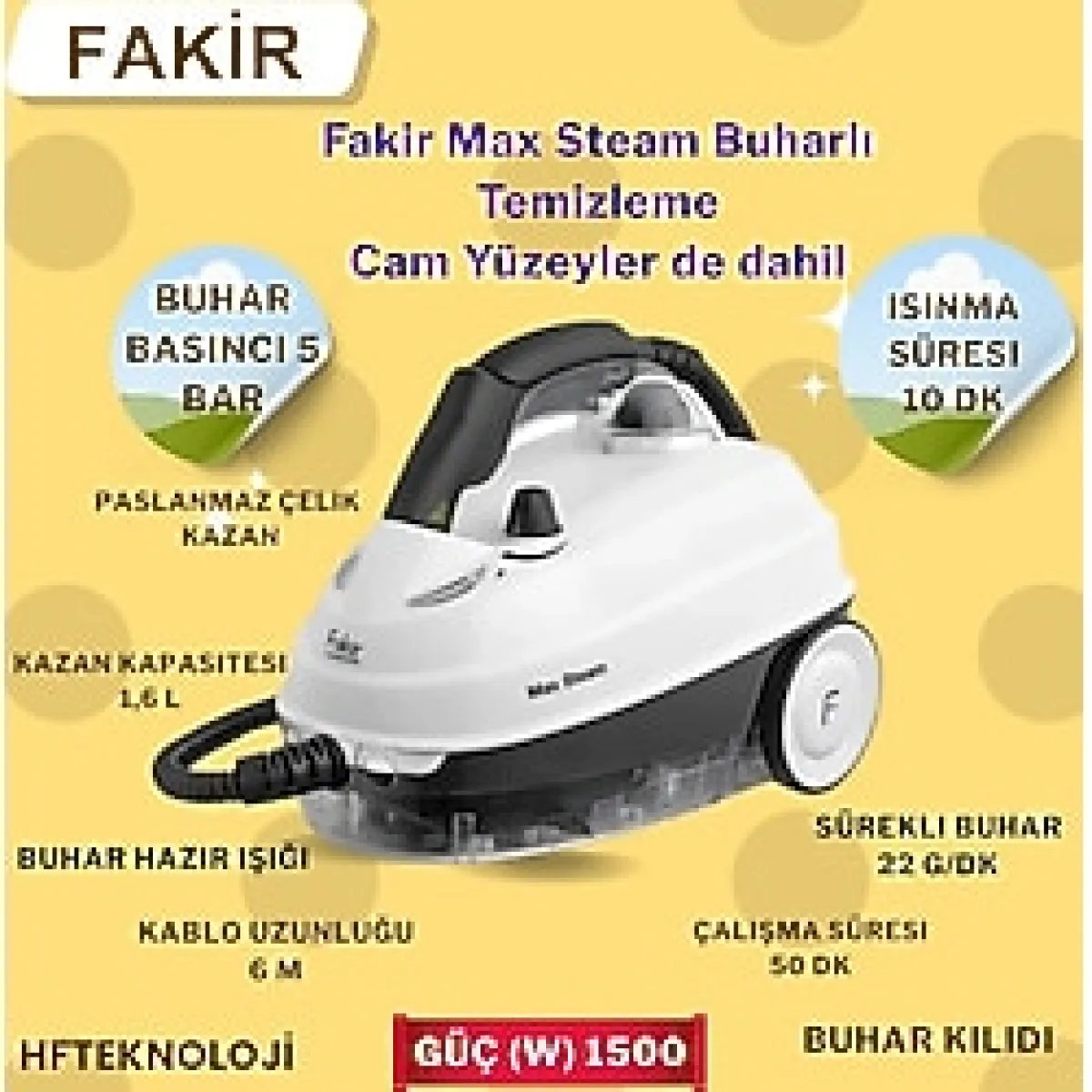 Fakir Max Steam Buharlı Temizleyici Beyaz + Xiaomi Baskül Hediye
