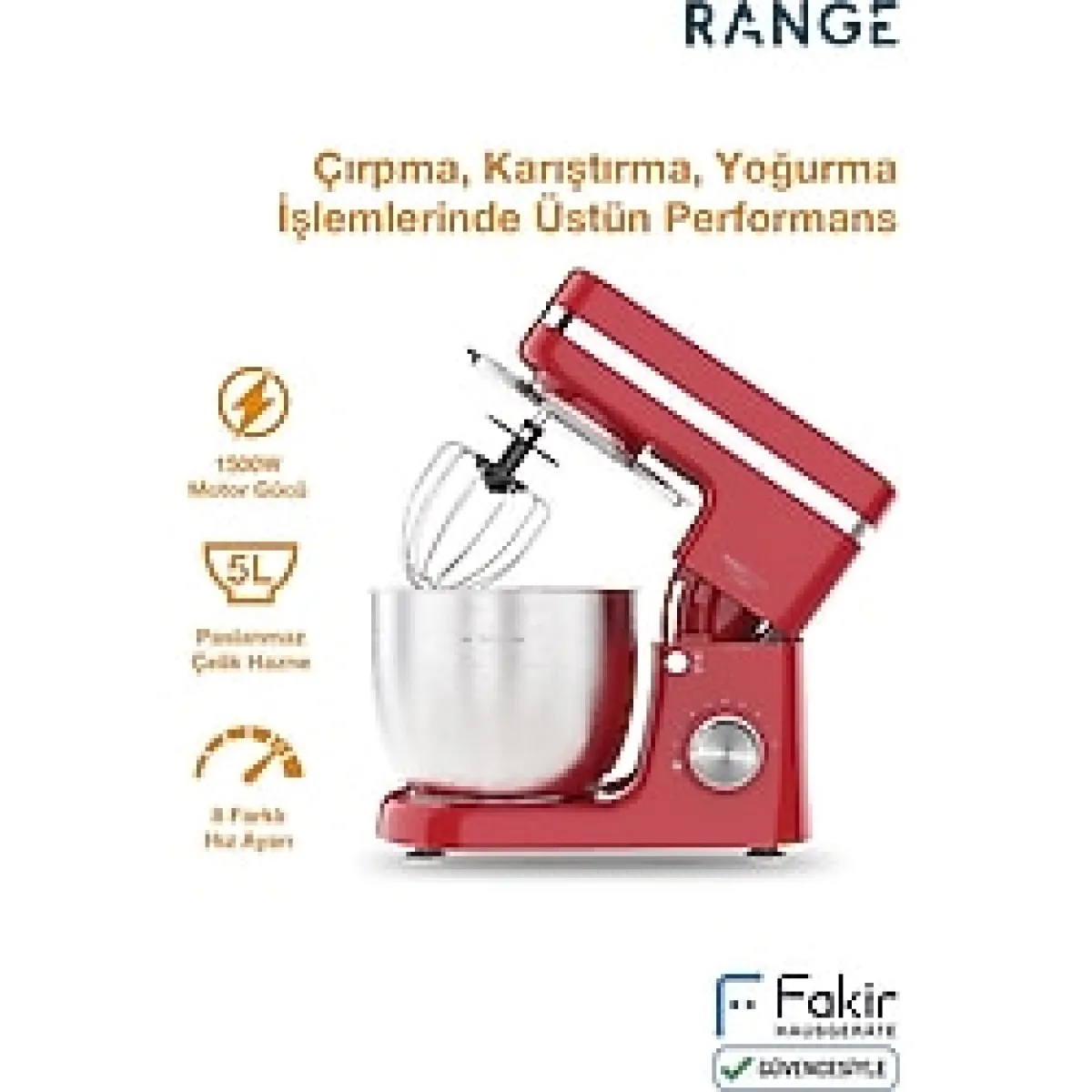 Fakir Range FixRoll Mutfak Şefi - Hamur Yoğurma - Stand Mikser- Siyah