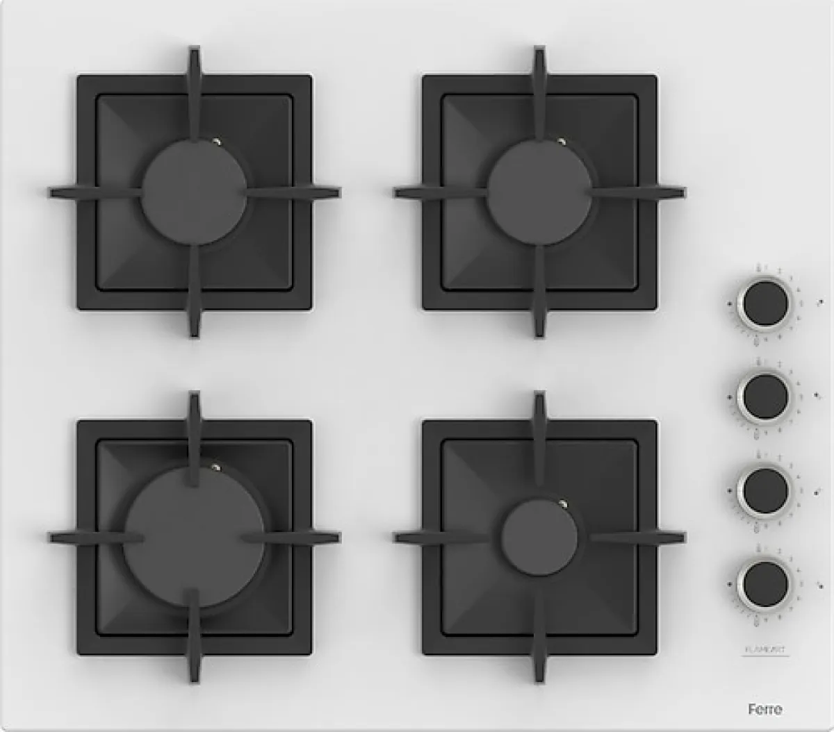 Ferre SC206 Flameart Beyaz Cam Ankastre Ocak