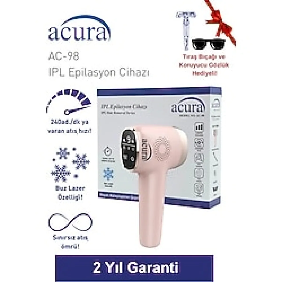 Feyza Design Ultra Hızlı Sınırsız Atışlı Buz Lazer Ipl Epilasyon Cihazı - Ahşap - Bej