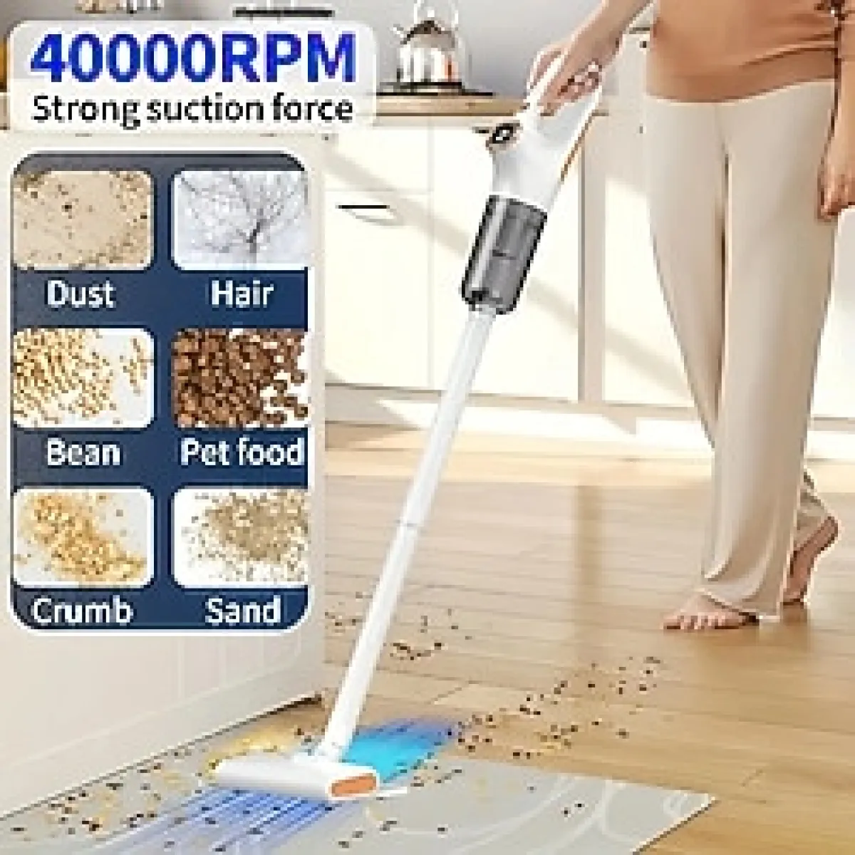 Fochsia White 6000pa Güçlü Emişli Elektrikli Süpürge 3 2000mah Lityum Pil Ön Temizleme Paspas Tüm Zemin Halı Koltuk Araç İçi Ofis Taşınabilir