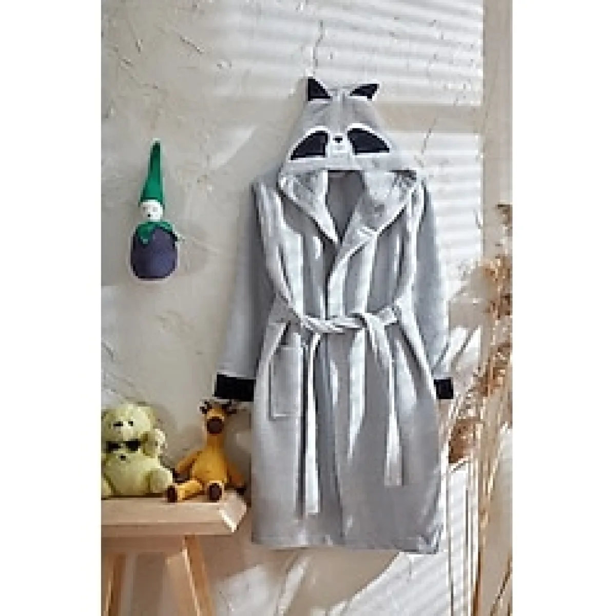 Formeya %100 Pamuk Bebek Çocuk Bornozu Kapüşonlu Nakışlı Hayvan Figürlü Bornoz