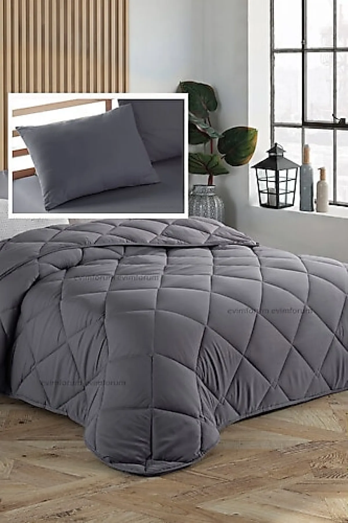 Formeya Antrasit 155x215 cm Tek Kişilik Yastık Yorgan Seti