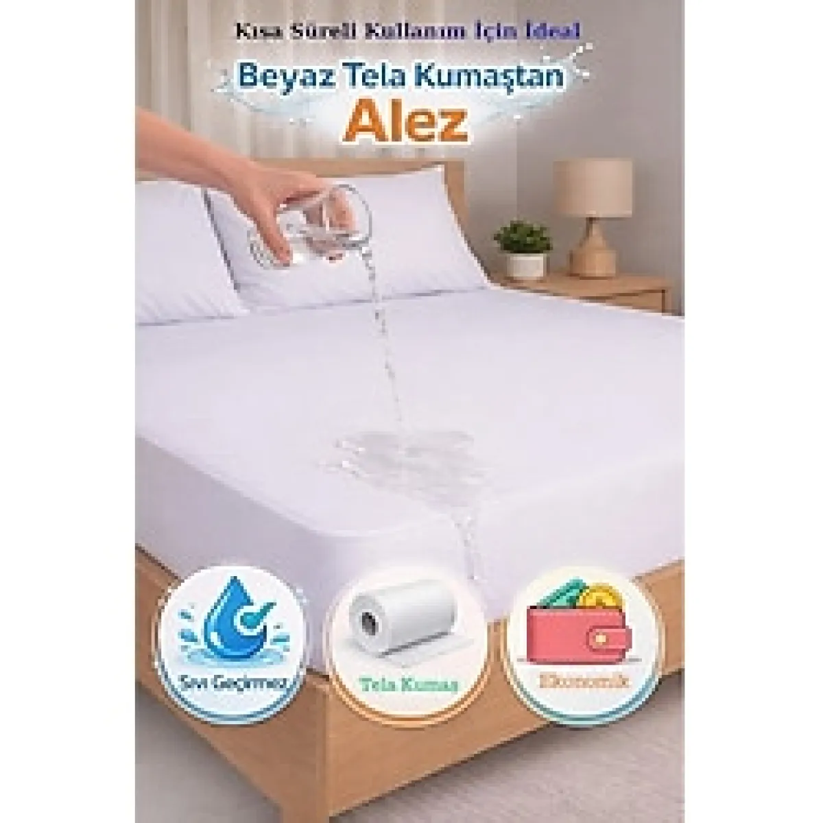 Formeya Ekonomik Tela Kumaş Fitted Sıvı Geçirmez Alez - Beyaz - 90 x 190 cm