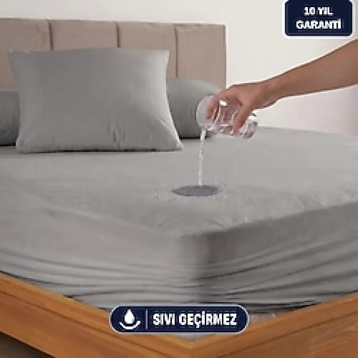 Formeya Pamukkale Gri Alez Mikro Fitted Sıvı Geçirmez Yatak Koruyucu Alez