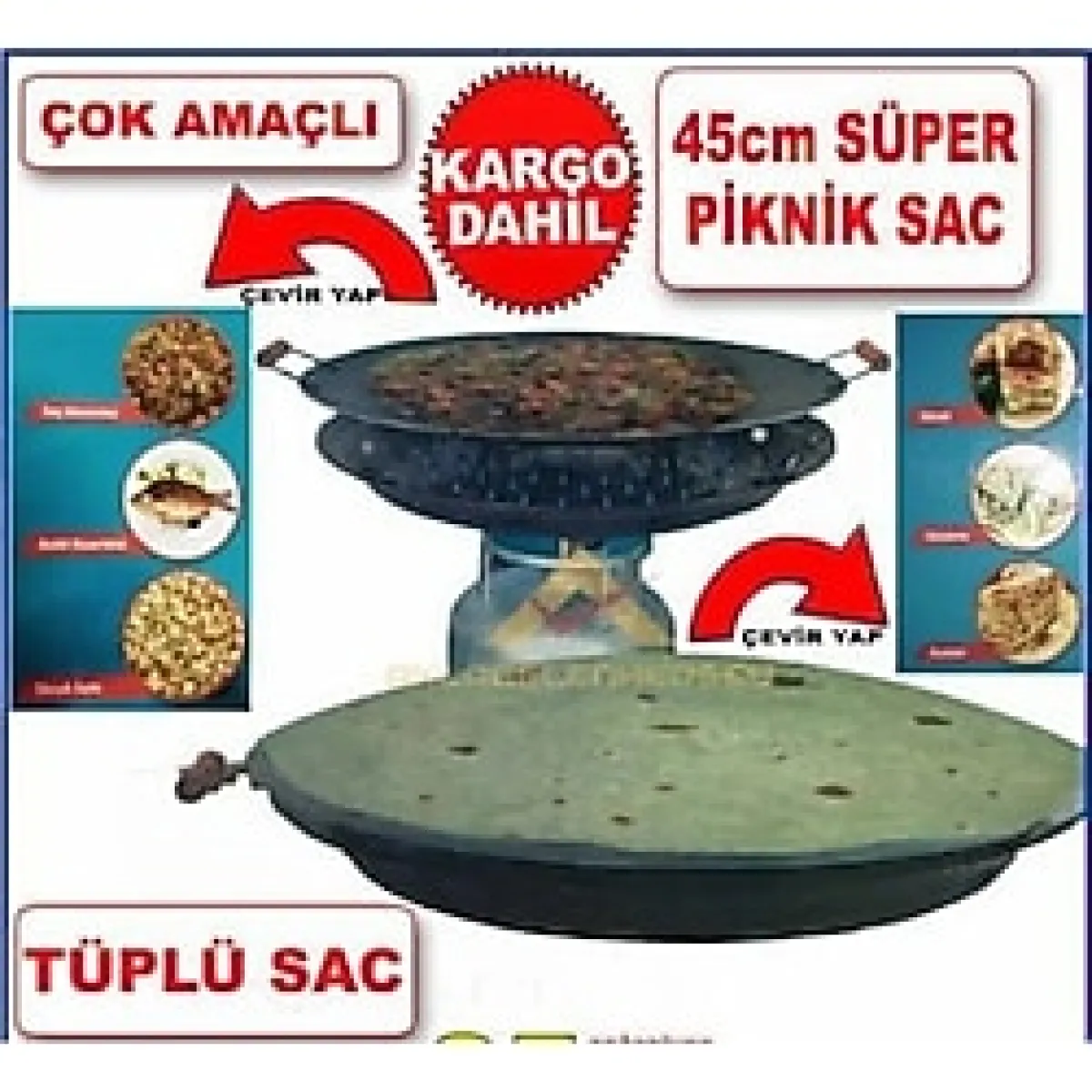 Güryan Tüplü Sac Katmer Kavurma Sacı Çift Fonksiyon Tüp Üstü Sac