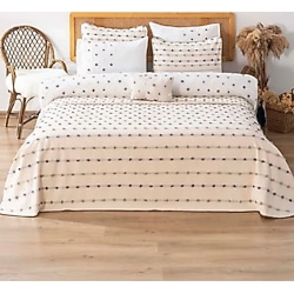 Harmony Krem Çift Kişilik Nevresimli Pike Seti - 8 Parça Çeyiz Seti