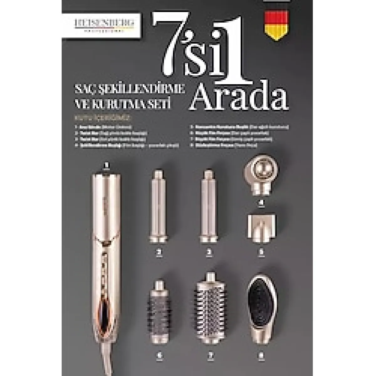 HEISENBERG Professional Airwrap Saç Şekillendirme Ve Kurutma Seti Aliminyum Gövde