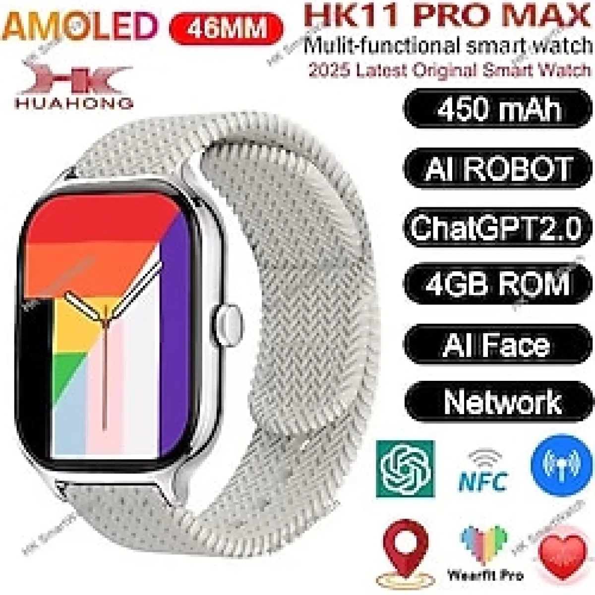 Hk11 Pro Max Orıjınal Yeni Seri Amoled Ekran Akıllı Saat Çift Kordonlu