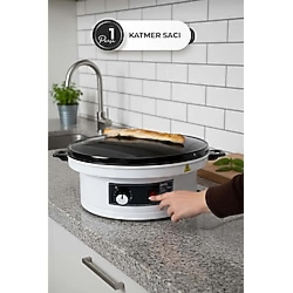 Homekolik Elektrikli Katmer Sacı 1550 Watt - 47x47x20,7 cm - Isı Ayarlı Katmer Sacı (220-230V)