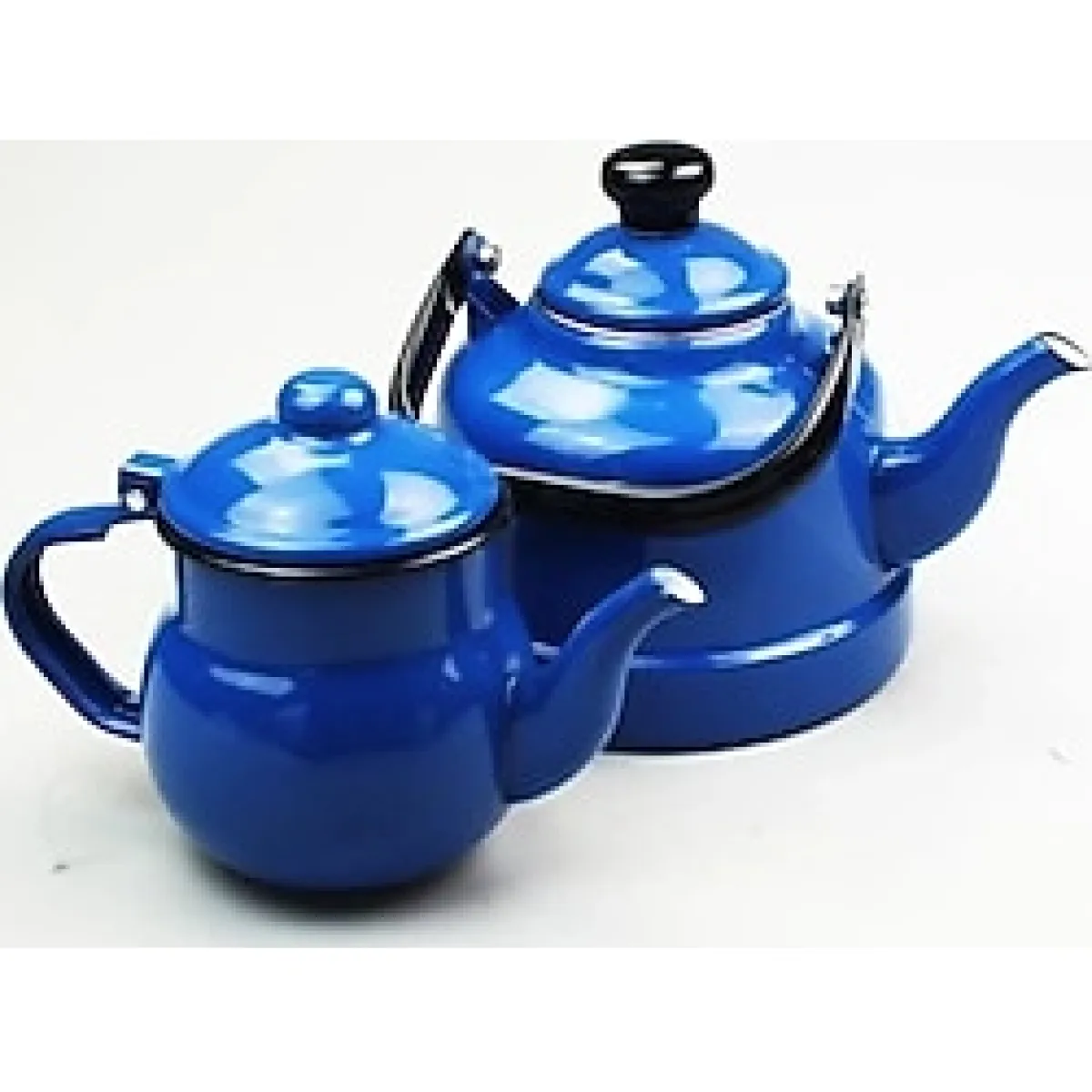 Homekolik Nostaljik Emaye Çinko Çaydanlık Seti Mavi 1,7 lt