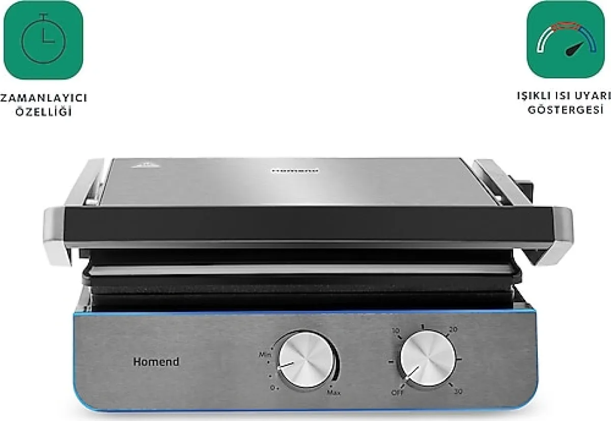 Homend Grilliant 1344H Inox 2000 W Izgara ve Tost Makinesi