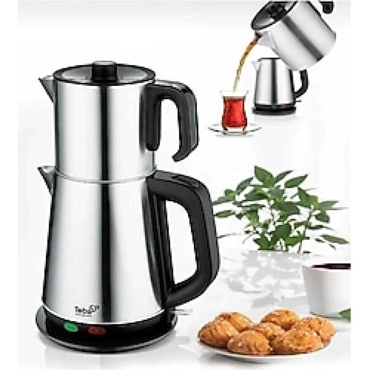 Hook Inox Paslanmaz Çelik Çay Makinesi Su Isıtıcı Çaycı Elektrikli Çaydanlık