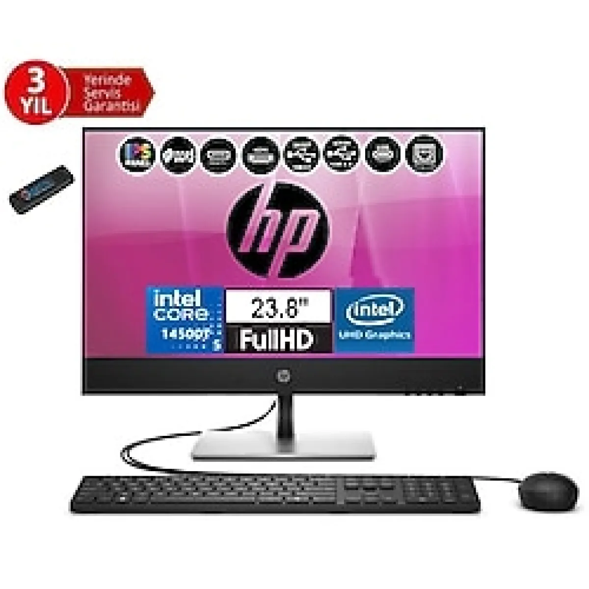 Hp Proone 440 G9 14.nesil Intel Core I5 14500T 16GB Ddr5 512GB SSD Fhd 23.8" IPS WINDOWS11PRO All In One Bilgisayar 99H6X3ETW02+ZETTAUSBBELLEK