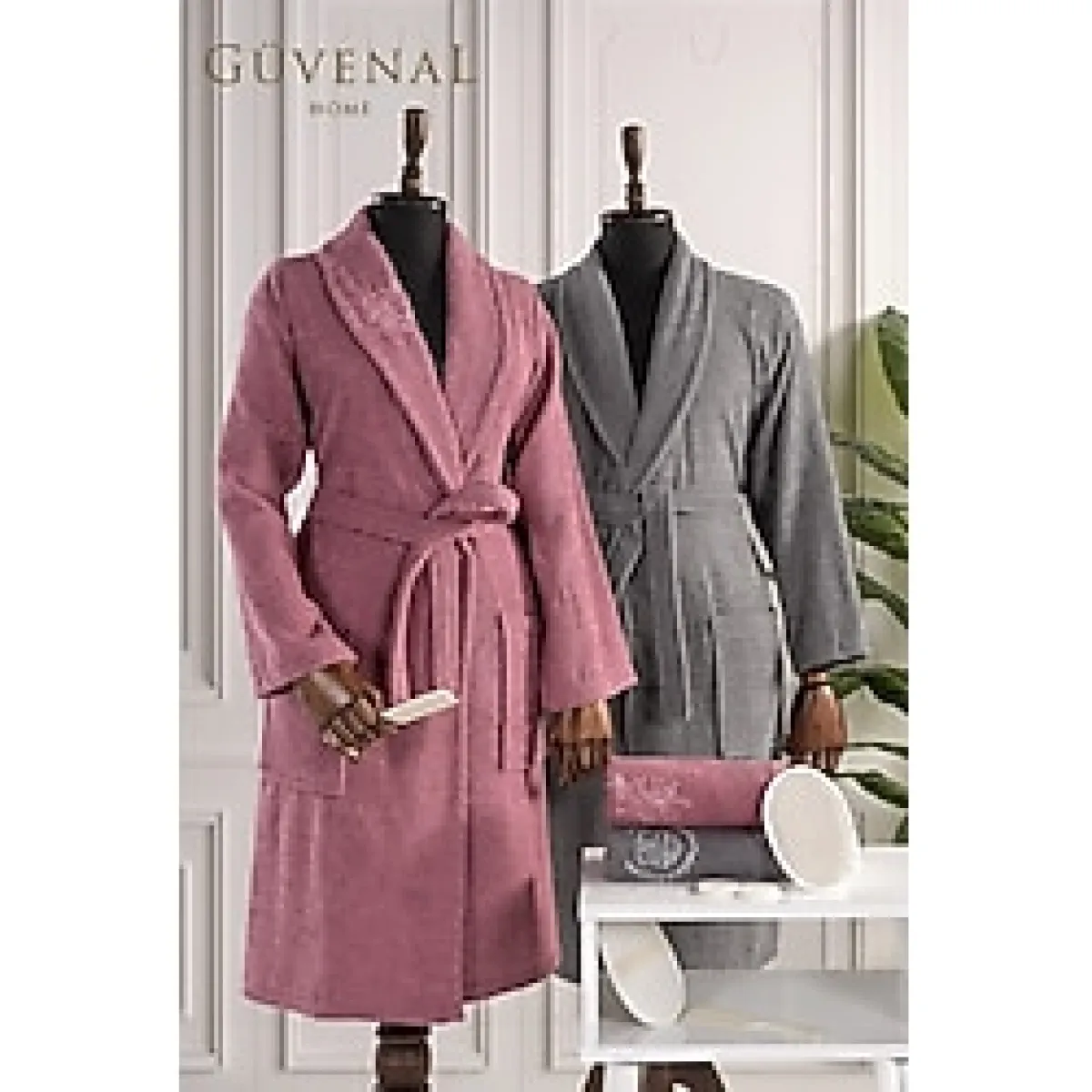 Ipek 10 Parça Nakışlı Bornoz Seti Bornoz Takımı Çeyiz Seti Havlu Havlu & Havlu Seti - S - M - Mürdüm - Antrasit