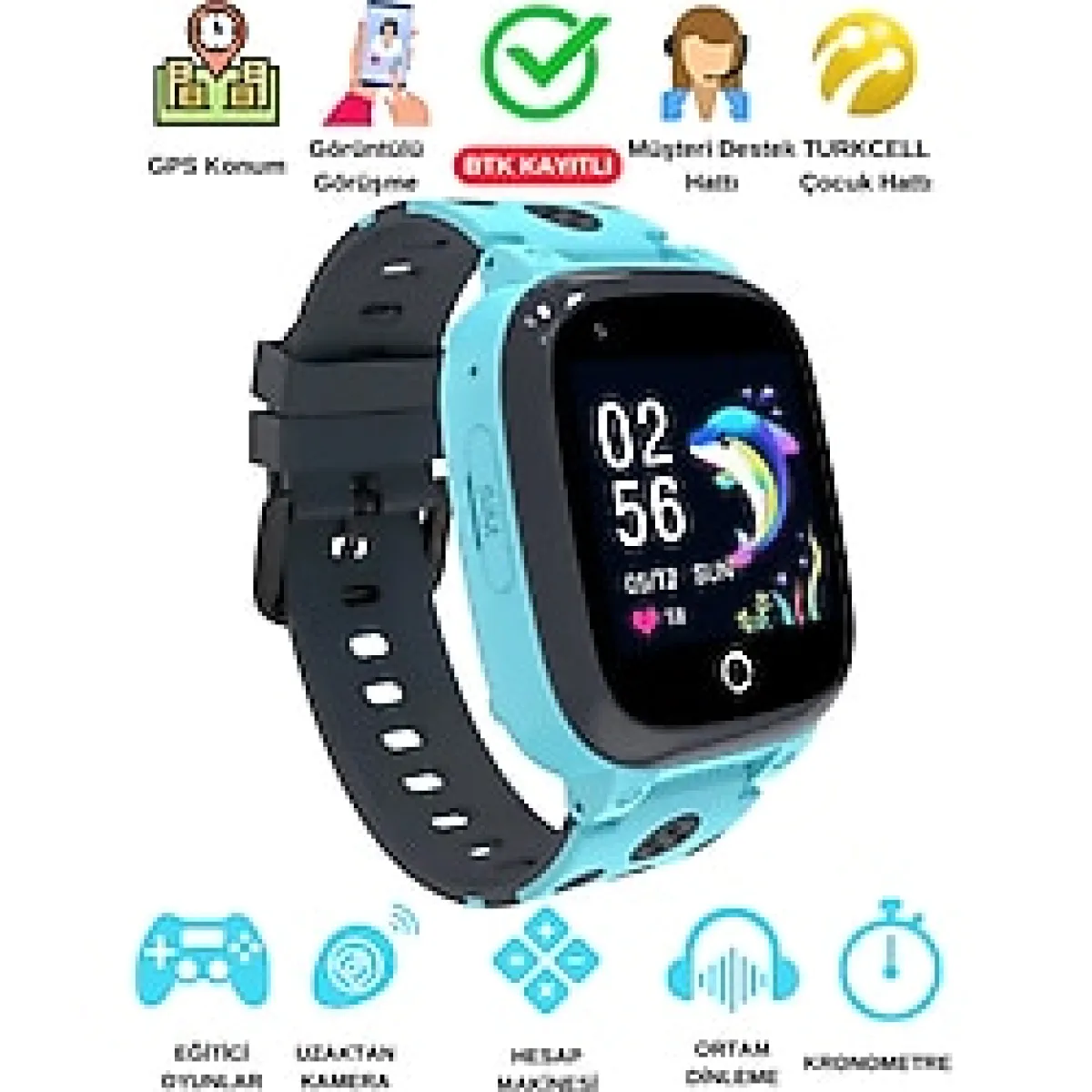 JETZU 4g Görüntülü Konuşma Özellikli Ve Gps Konum Takipli Akıllı Çocuk Saati (BTK KAYITLI-YERLİ ÜRETİM)