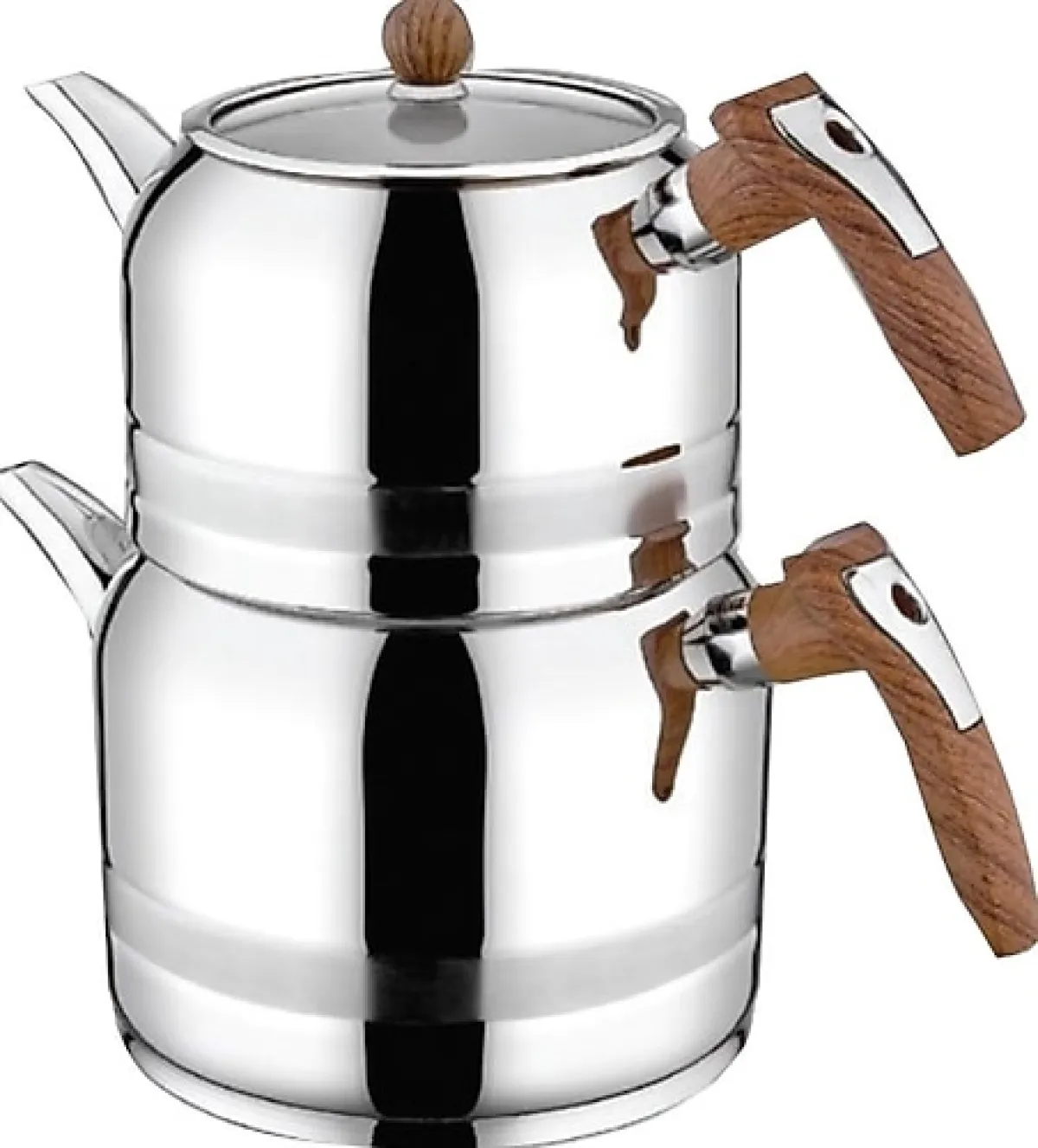 Kahramanlar Yağmur Ahşap Saplı Orta Boy Çelik Çaydanlık