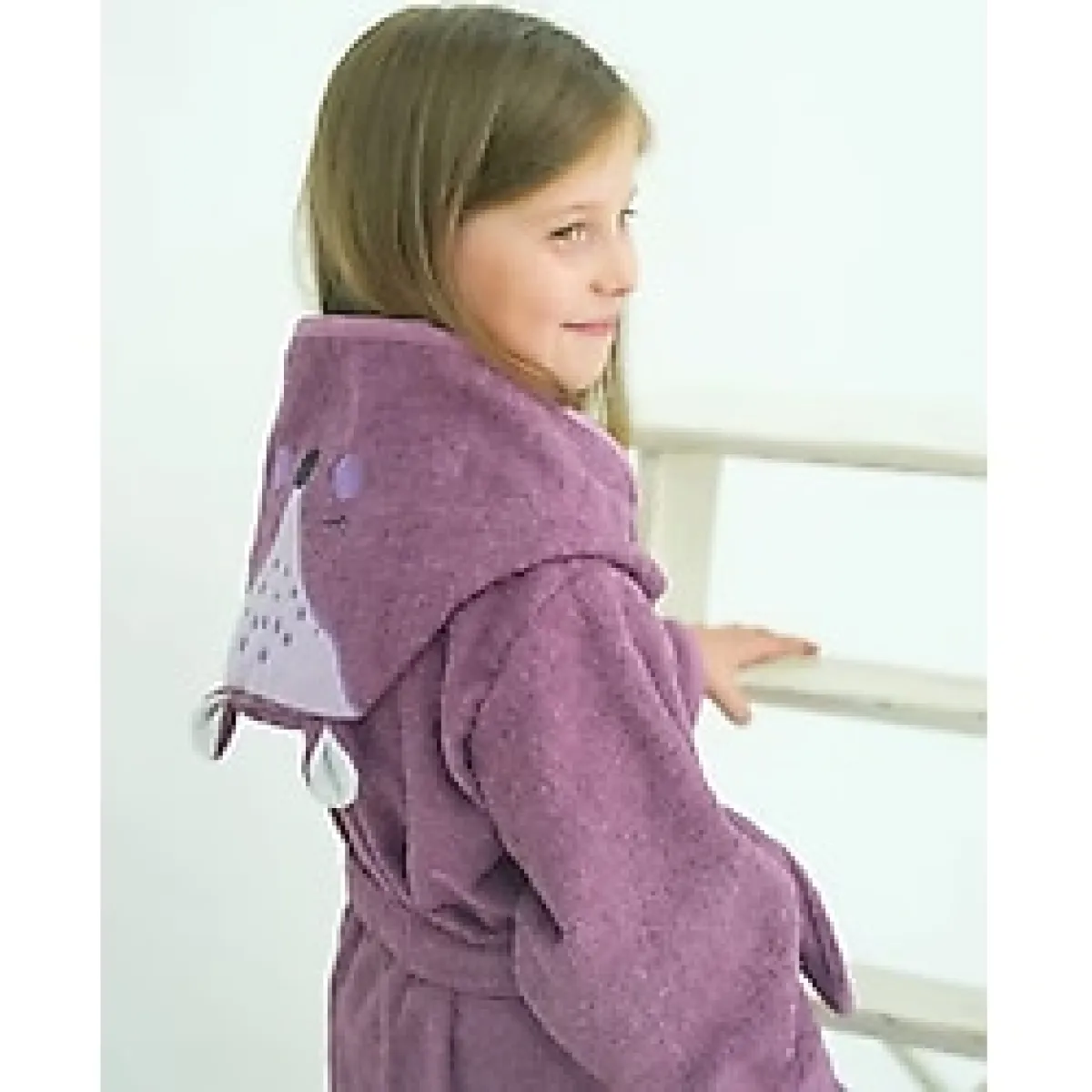 Kapşonlu Kız-erkek Çocuk Bornozu Pamuklu-Ceylan