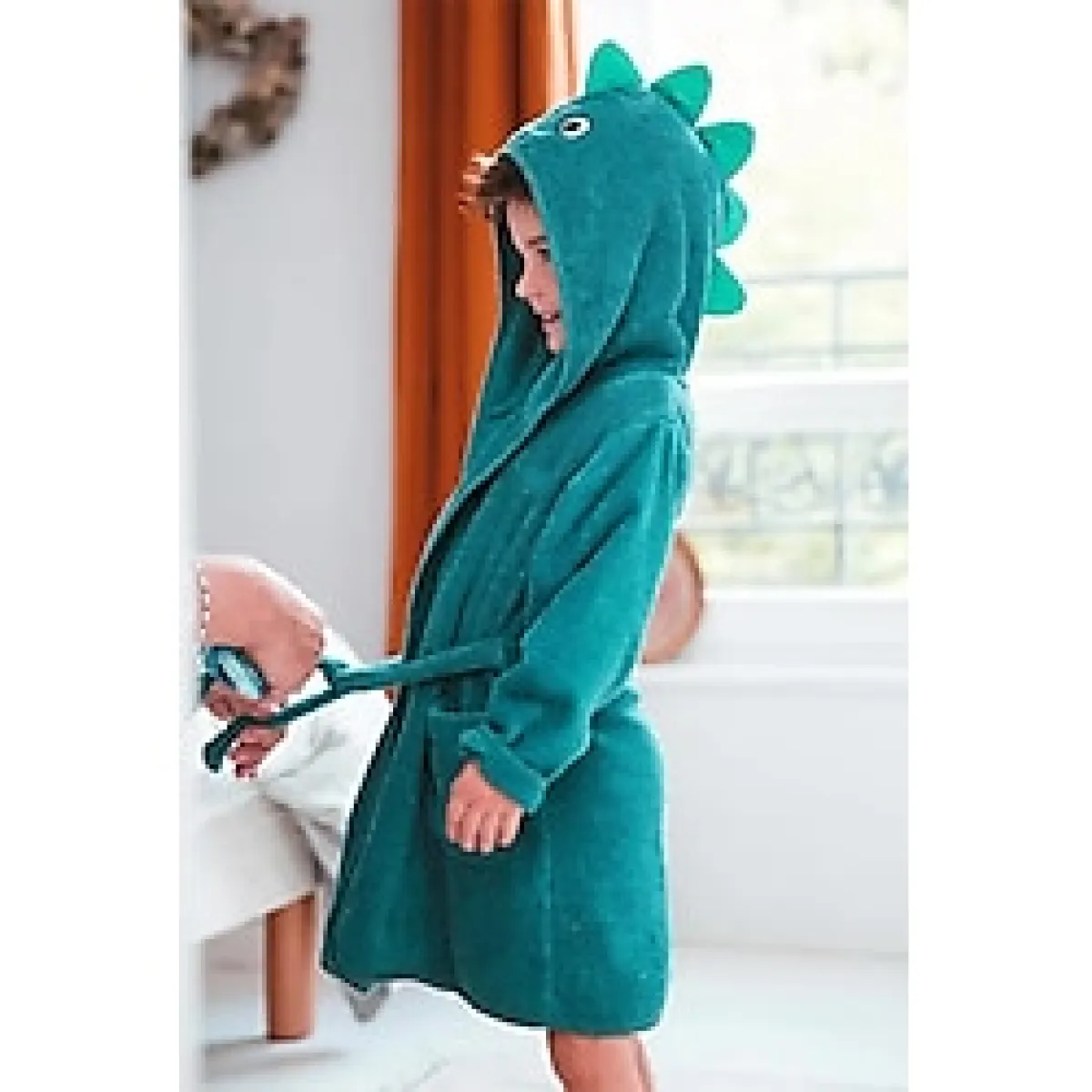 Kapşonlu Kız-erkek Çocuk Bornozu Pamuklu-DİNO