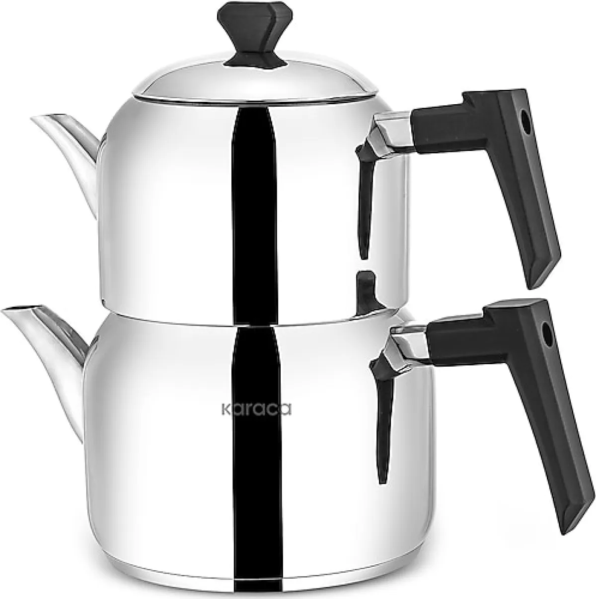 Karaca Çaykara Bakalit Saplı Midi Boy Çelik Çaydanlık