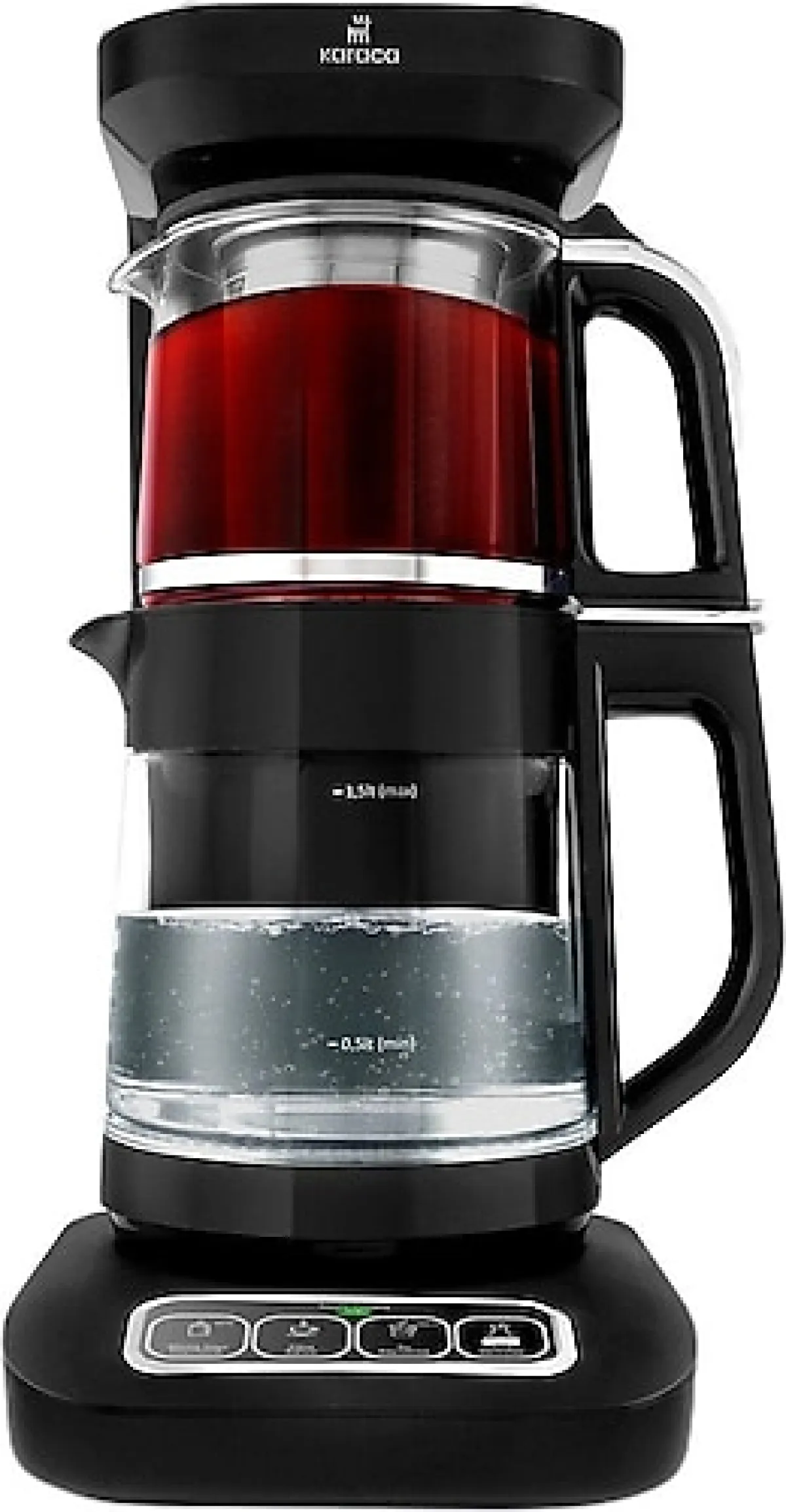 Karaca Çaysever Robotea Pro 4in1 2500 W Black Chrome Konuşan Cam Çay Makinesi