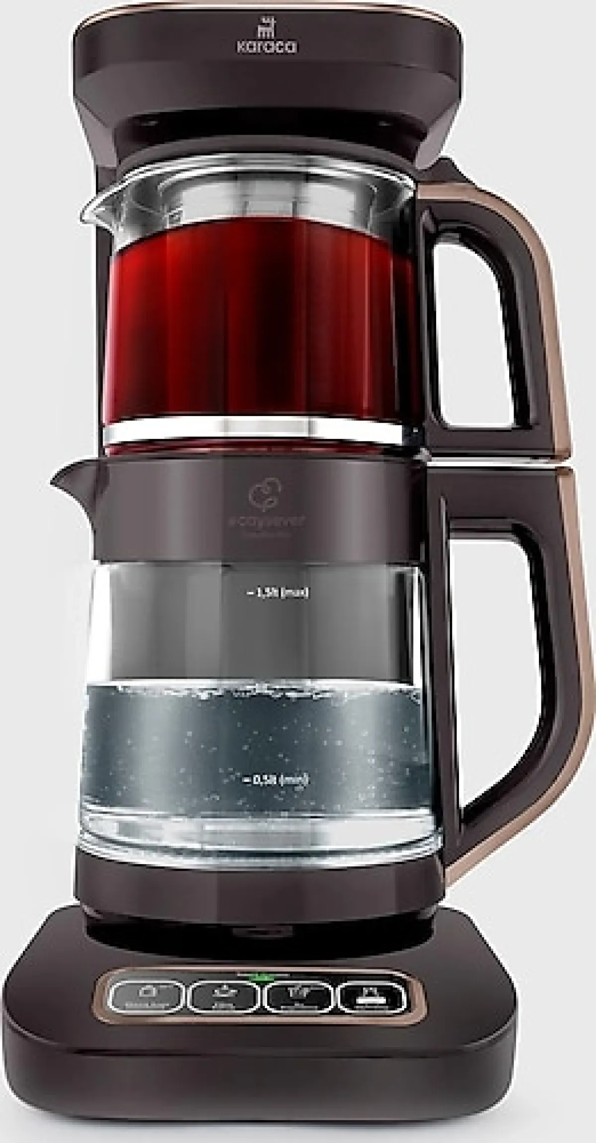 Karaca Çaysever Robotea Pro Connect 4in1 2500 W Walnut Brown Konuşan Cam Çay Makinesi