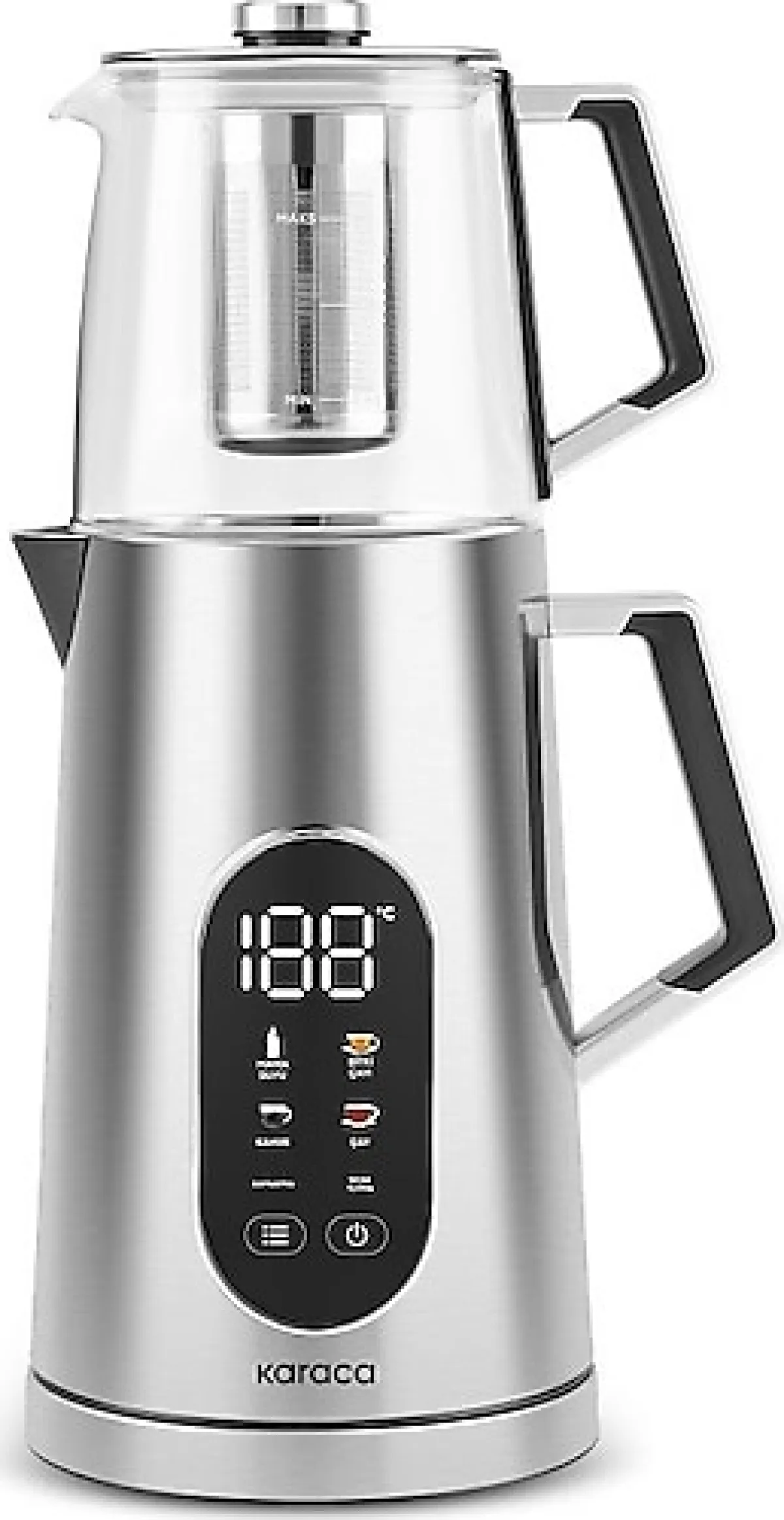 Karaca Cool Touch 1503 1500 W Inox Cam Demlikli Çay Makinesi