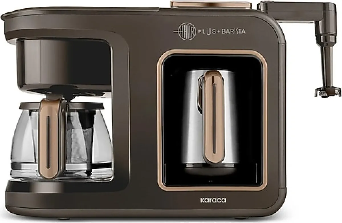 Karaca Hatır Plus Barista Steel 6in1 Walnut Brown Konuşan Türk Kahve ve Filtre Kahve Makinesi