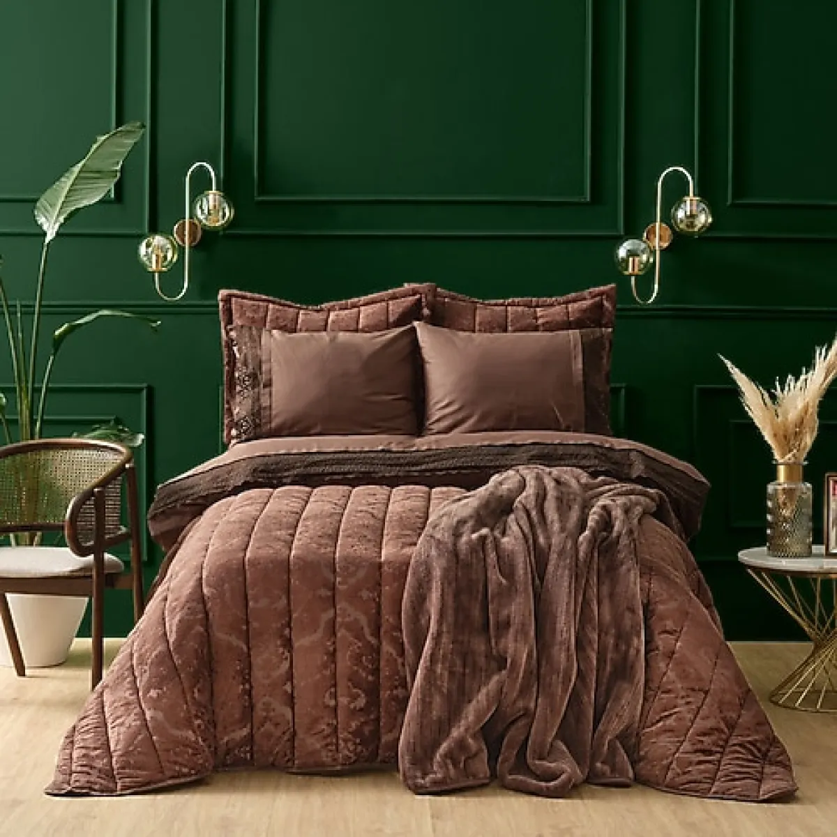 Karaca Home Alba İkat Kahve 8 Parça Çeyiz Seti