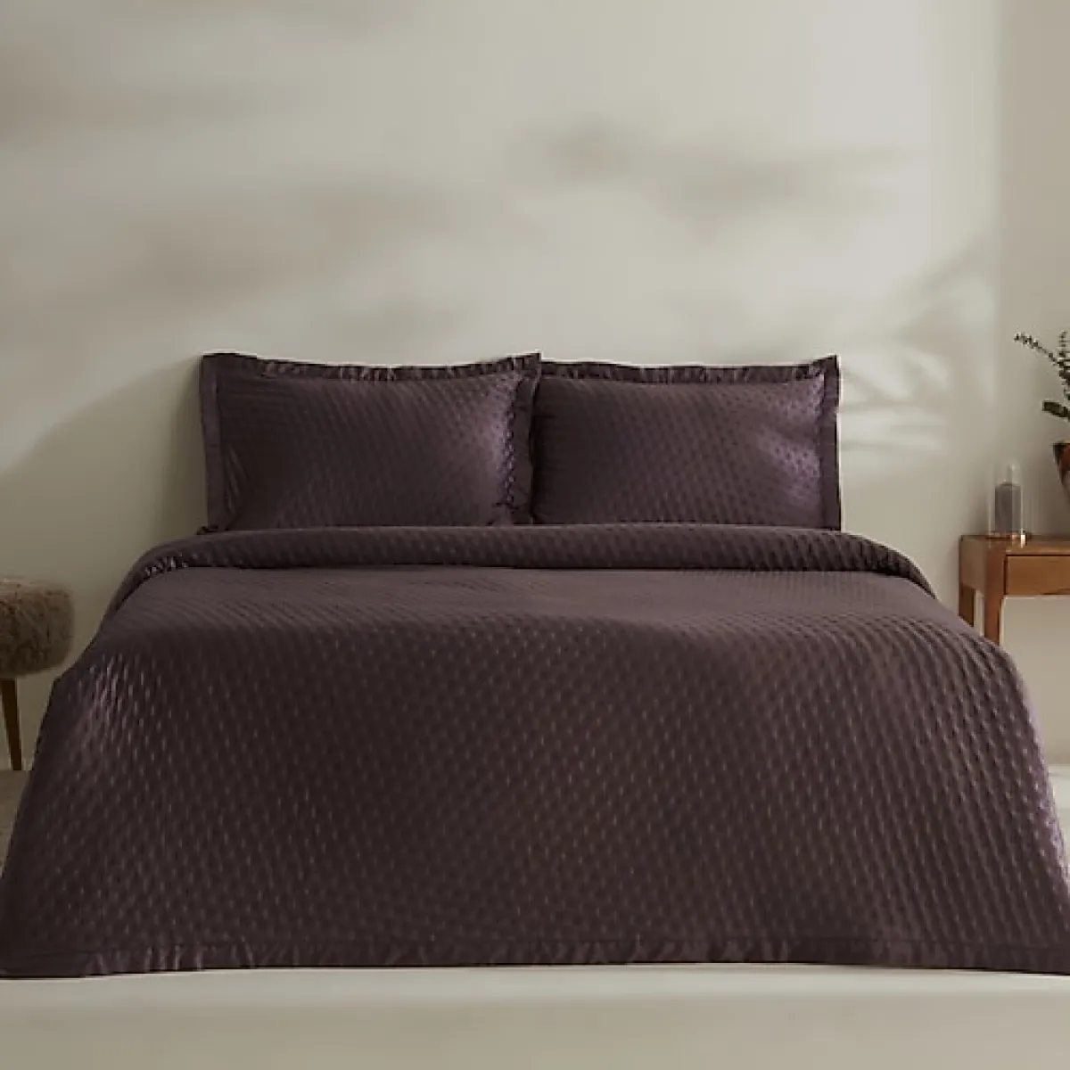 Karaca Home Alice Mürdüm Çift Kişilik Yatak Örtüsü Takımı