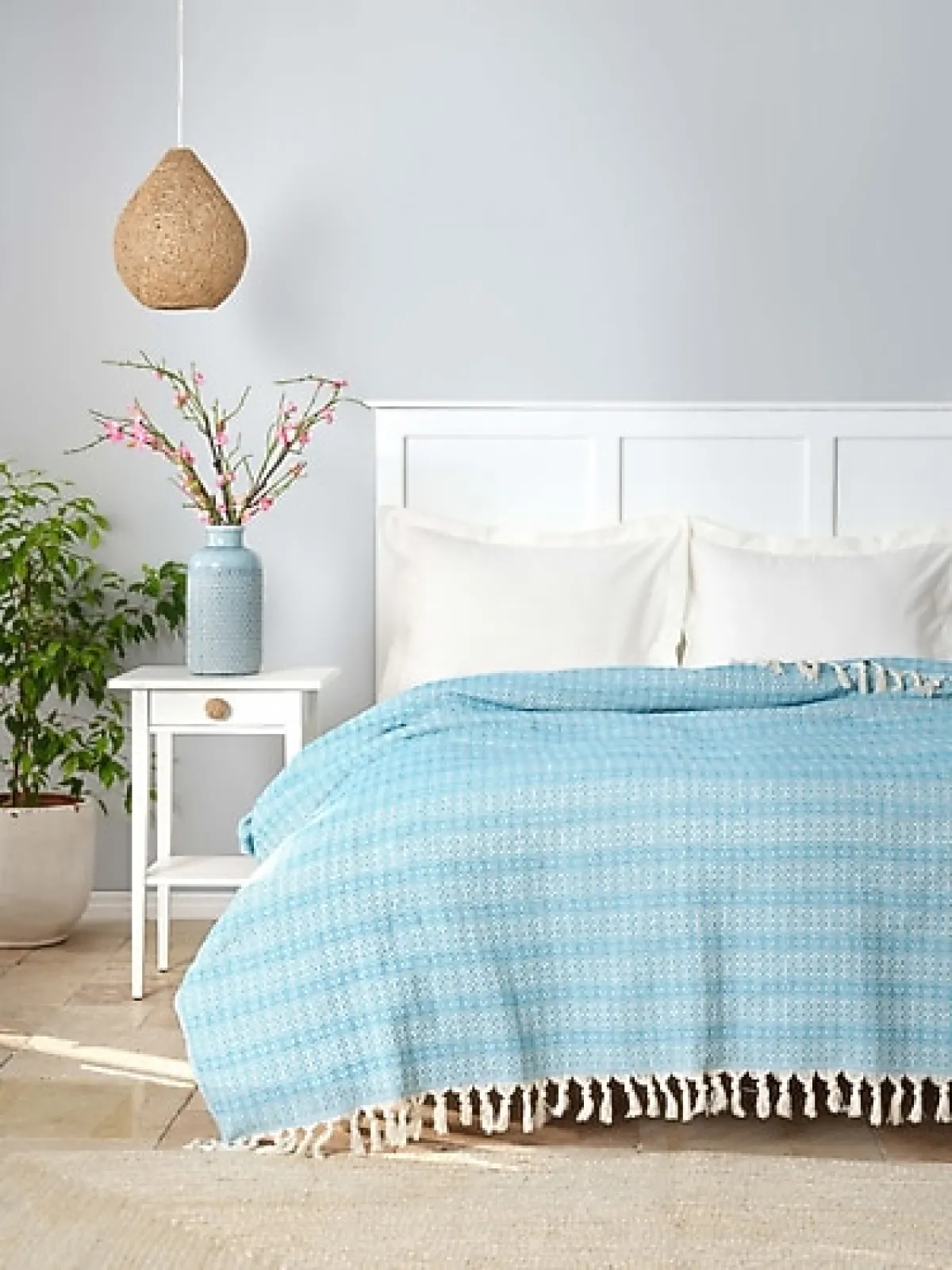 Karaca Home Destina Çift Kişilik Çok Amaçlı Örtü Turkuaz