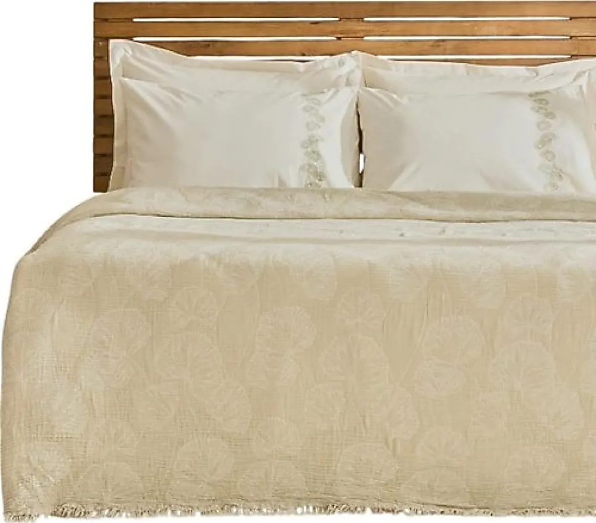 Karaca Home Ginkgo Leaf Müslin Nakışlı Çift Kişilik Pike Takımı