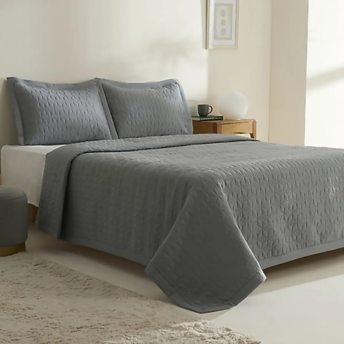 Karaca Home Liora Antrasit Çift Kişilik Yatak Örtüsü Takımı